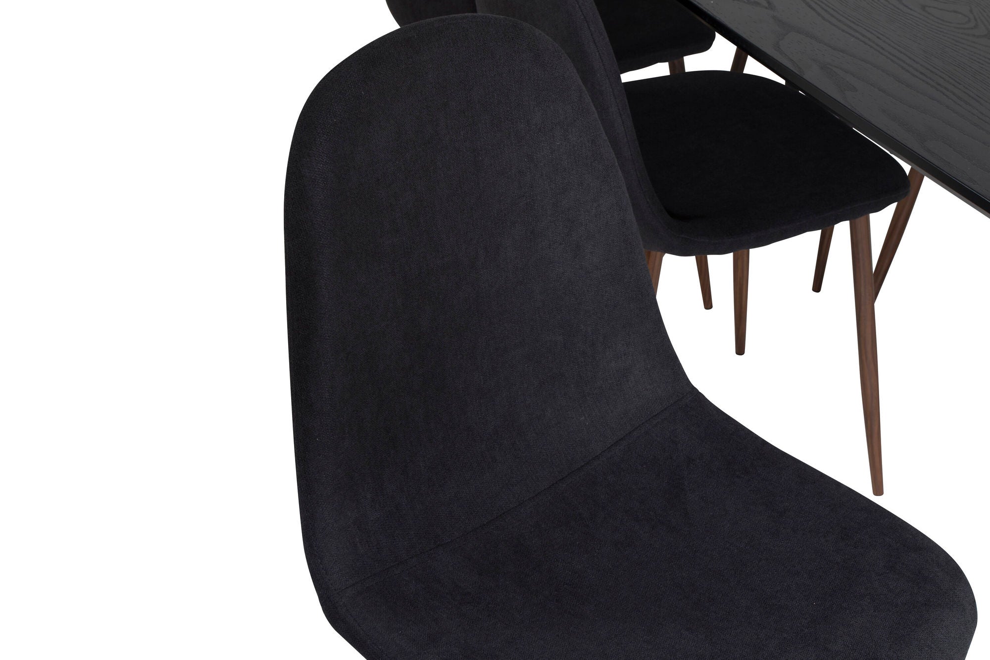 Venture Home Gold Extention bord - 180/220*85*H76 Black Veneer - Black legs - Brass details+Polar Spisebordsstol - Walnut Legs - Black Fabric_6