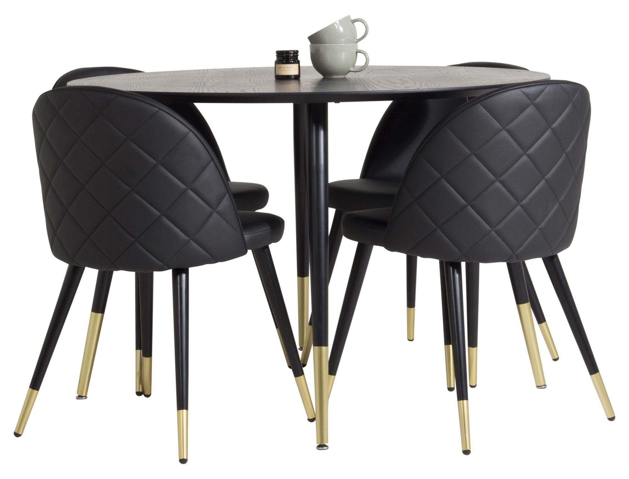 Venture Home Dipp spisebord - 115cm - Black Veneer / black legs w brass dipp Velvet dining