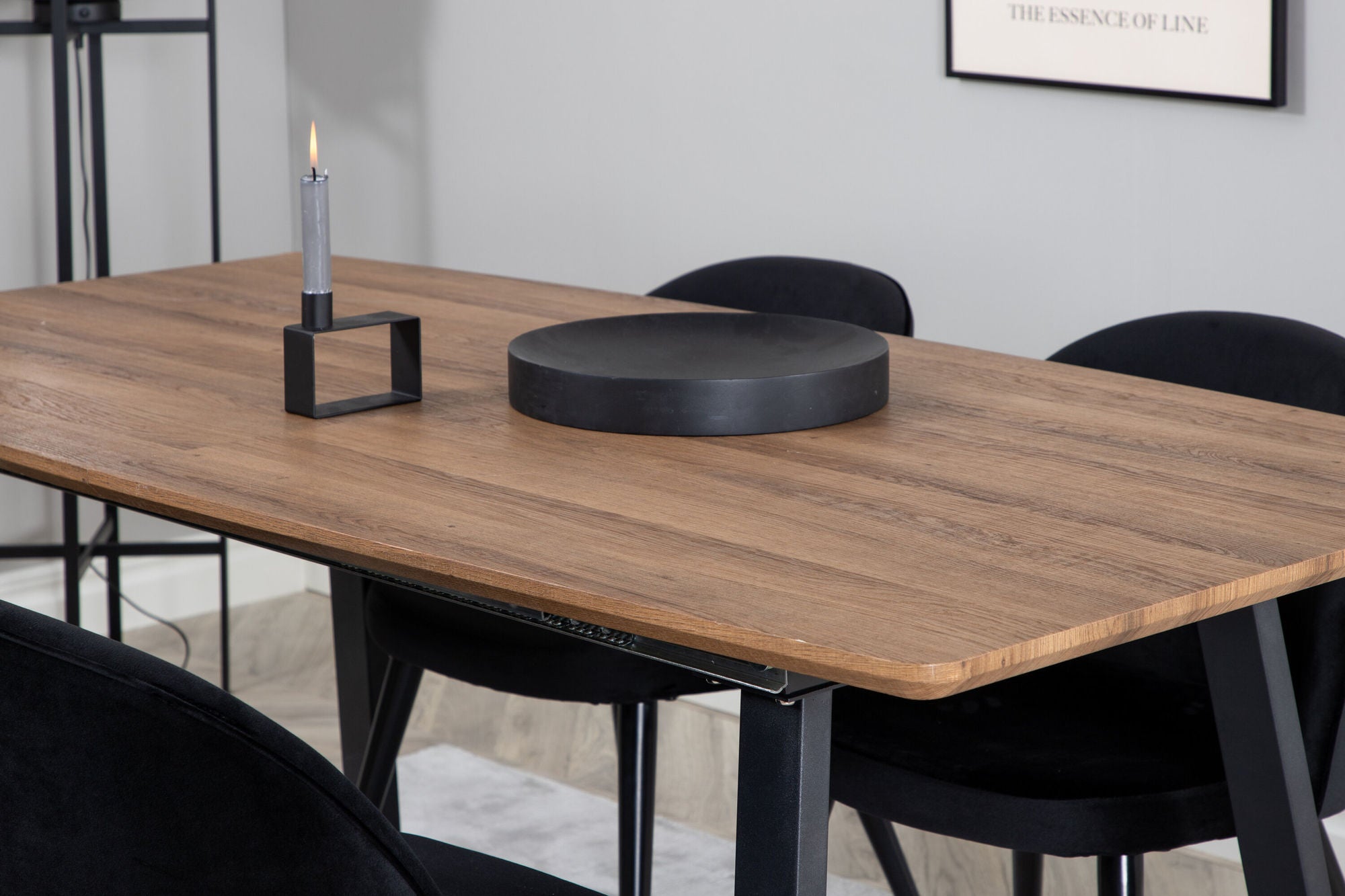 Venture Home Inca spisebord - 160/200*85*H75 - Oak / Black+Velvet Spisebordsstol - Black / Black_4