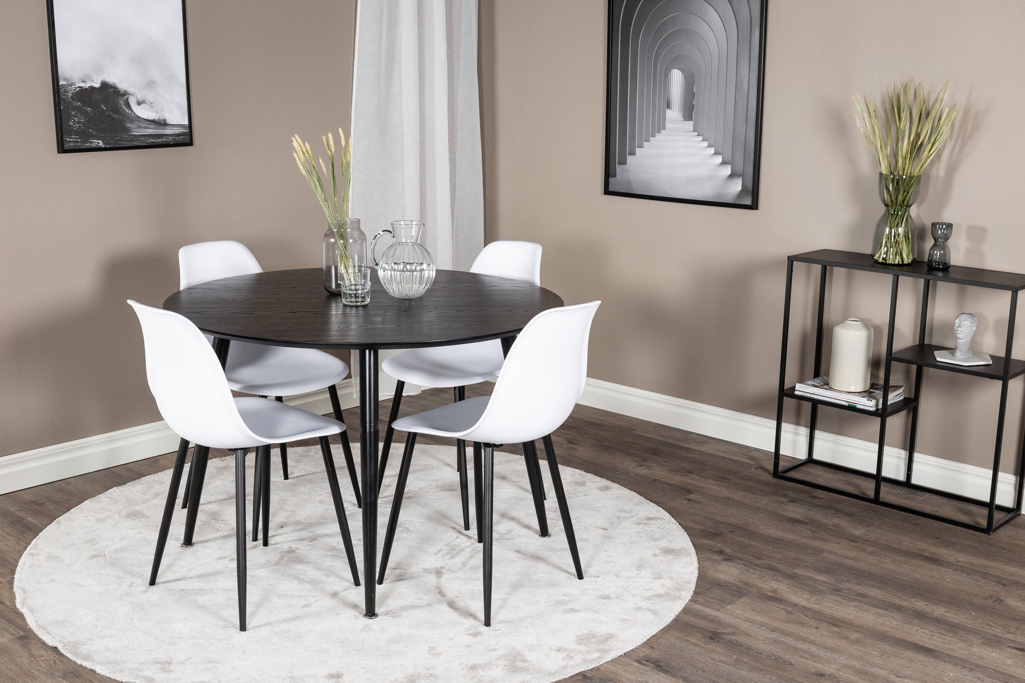 Venture Home Dipp spisebord - 115cm - Black Veneer / All black legs +Polar Plastic Dining
