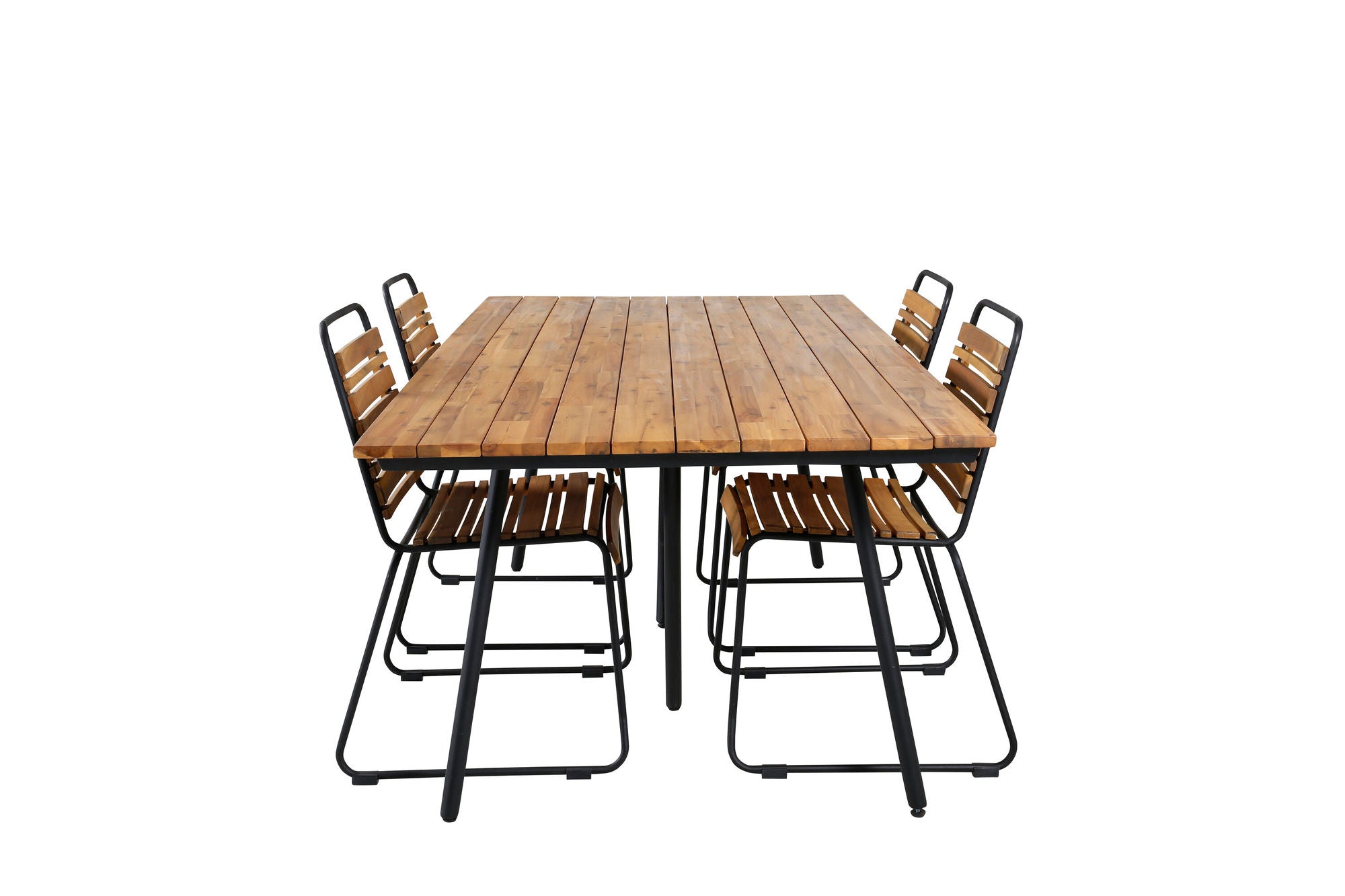 Venture Home Chan spisebord - Black Steel / Acacia (teak look) - 200cm+Bois Spisebordsstol - Black Alu / Acacia_4