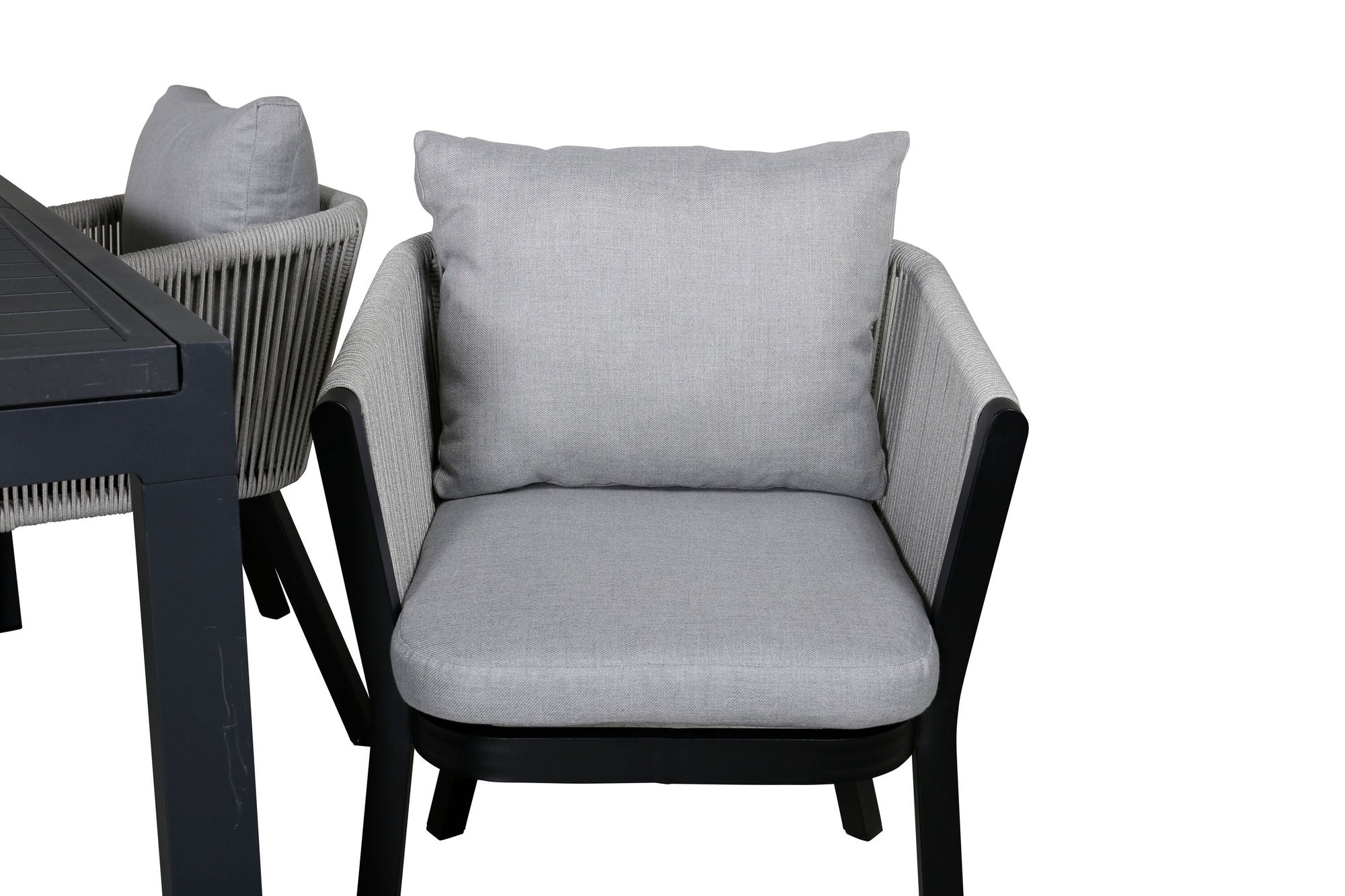 Venture Home Marbella bord 160/240 - Black/Black+Virya Spisebordsstol - BLACK Alu / Grey cushion _4