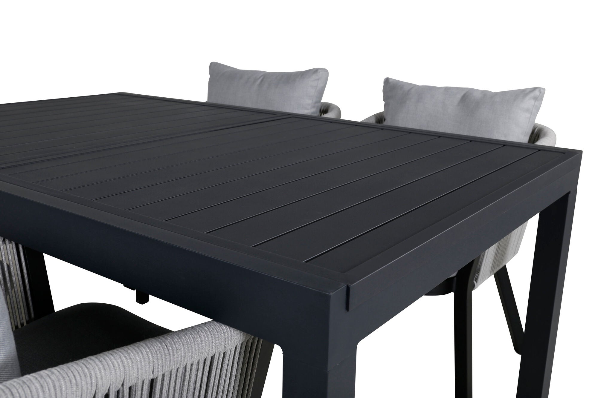 Venture Home Marbella bord 160/240 - Black/Black+Virya Spisebordsstol - BLACK Alu / Grey cushion _4