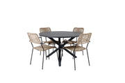 Venture Home Alma spisebord - Black Alu - ø120cm+Lindos - Armchair - Black Alu / Latte Rope_4