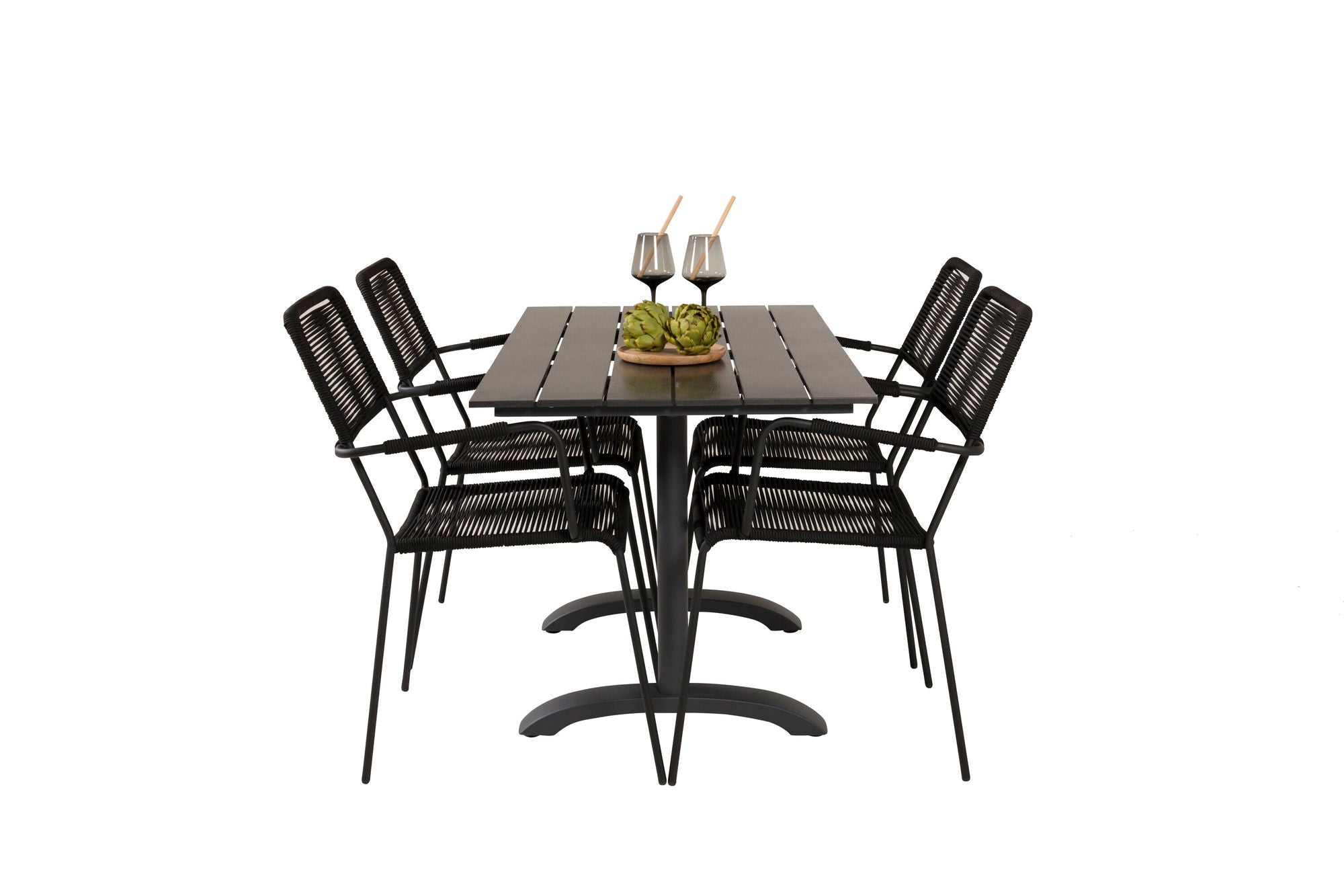 Venture Home Denver Café bord 120*70 - Black Alu / Black Aintwood+Lindos Armchair - Black Alu / Black Rope_4