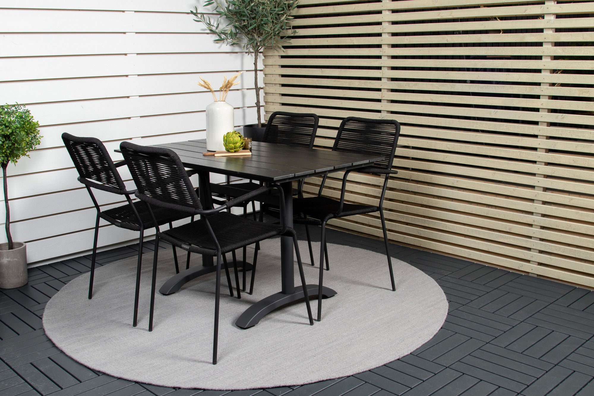 Venture Home Denver Café bord 120*70 - Black Alu / Black Aintwood+Lindos Armchair - Black Alu / Black Rope_4