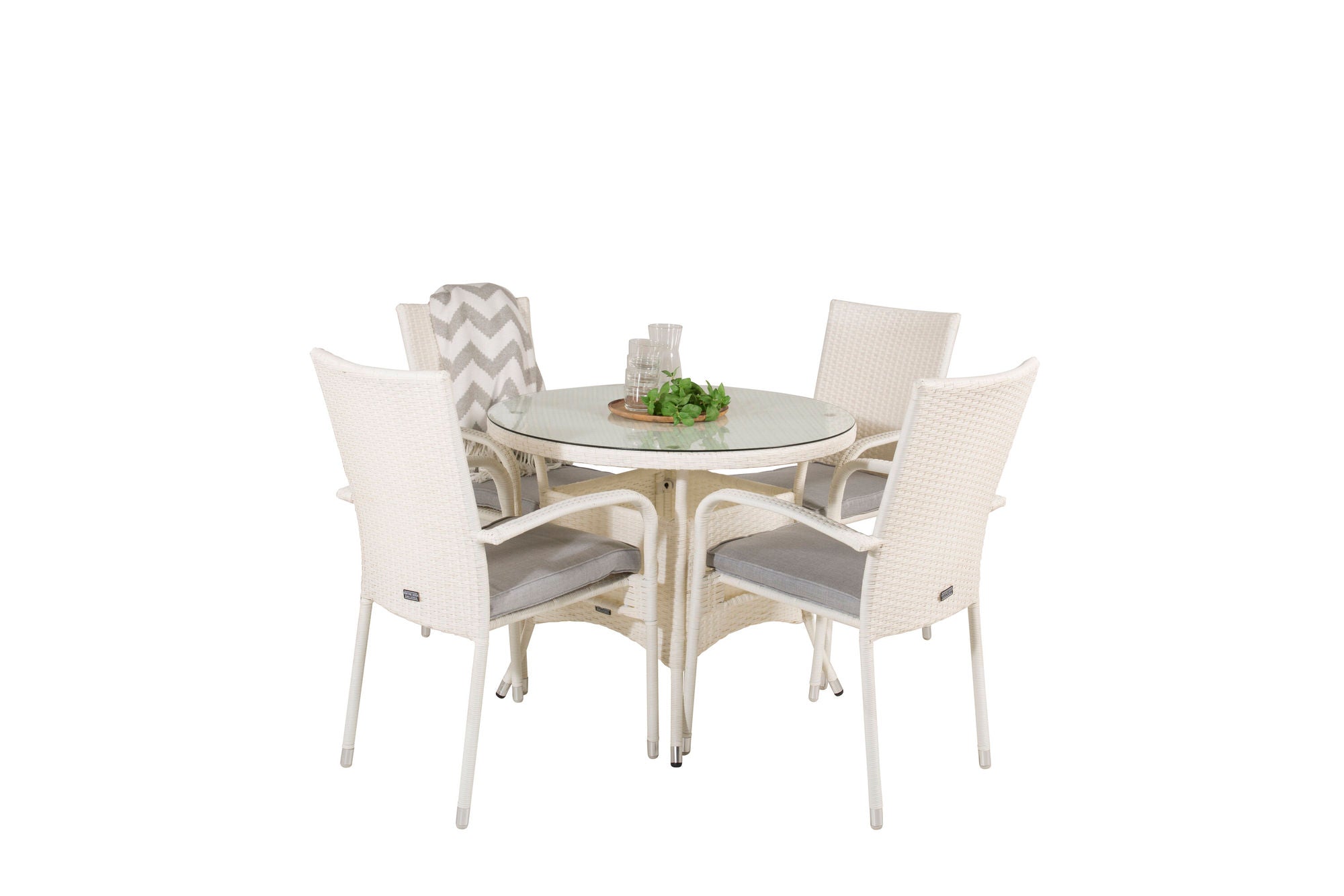 Venture Home Volta spisebord - White - ø90+Anna Arm stol (stackable) - White_4