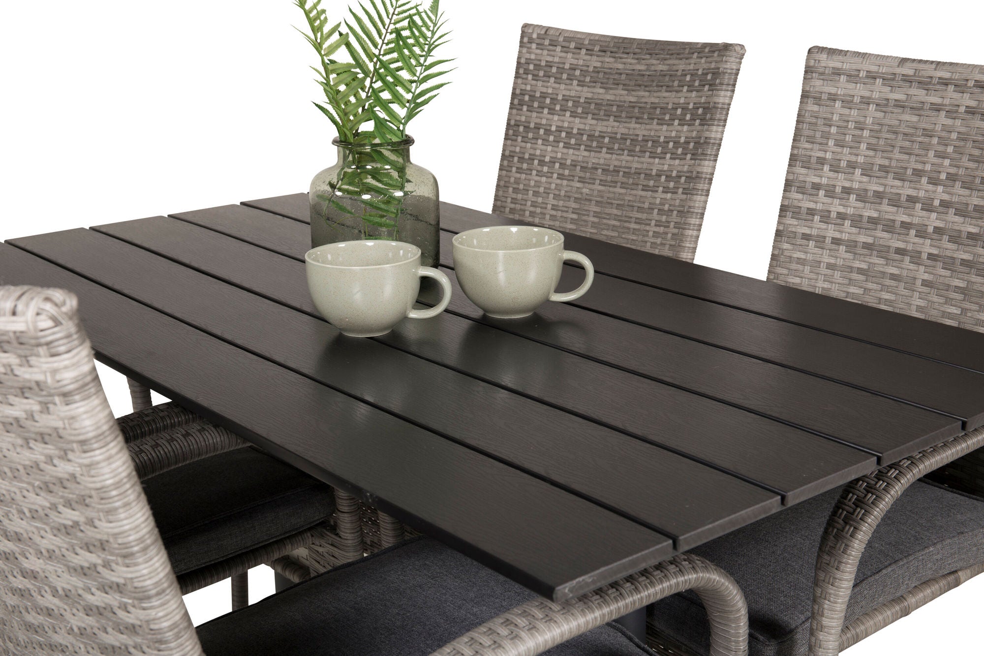 Venture Home Denver Café bord 120*70 - Black Alu / Black Aintwood+Anna Arm stol (stackable) - Grey_4