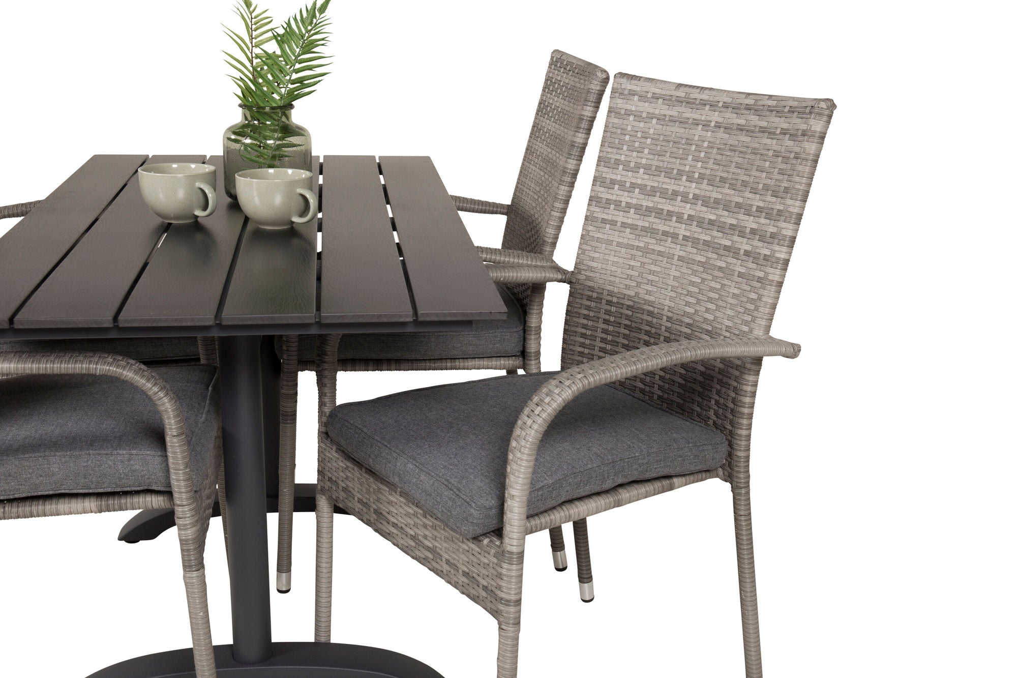 Venture Home Denver Café bord 120*70 - Black Alu / Black Aintwood+Anna Arm stol (stackable) - Grey_4