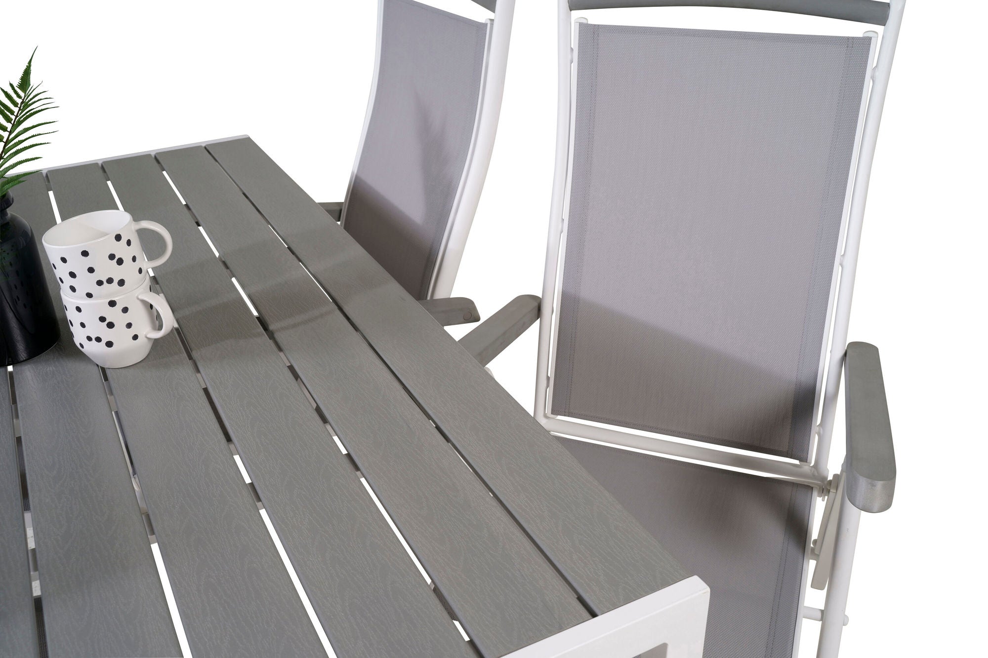 Venture Home Break spisebord - White Alu / Grey Aintwood - 150*90+Albany stol 5:pos - Whi
