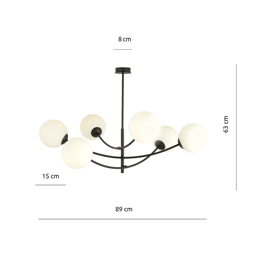 HUNTER 6 SORT/OPAL Loftlampe
