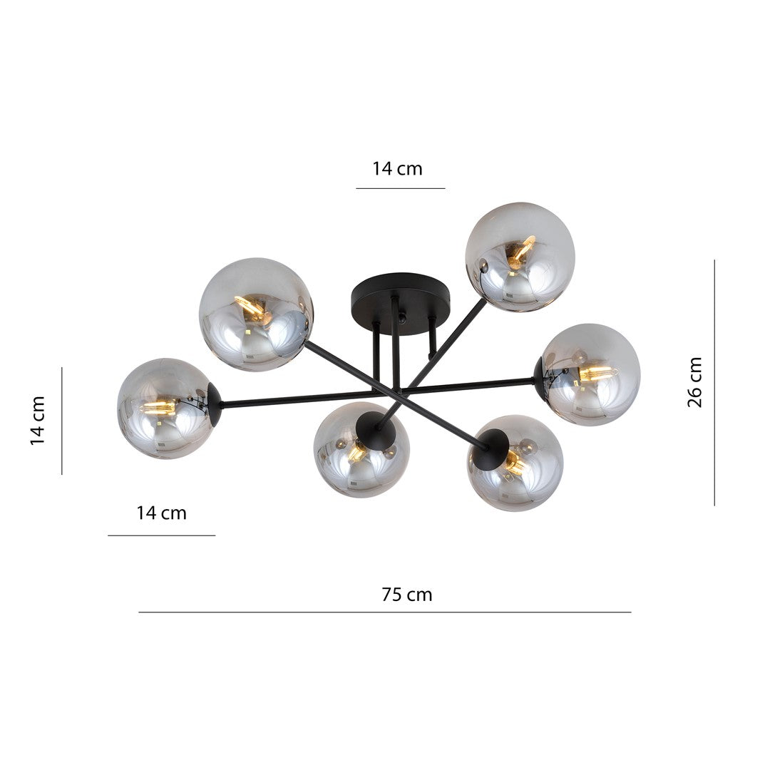 ROMA 6 BL grafit Loftlampe