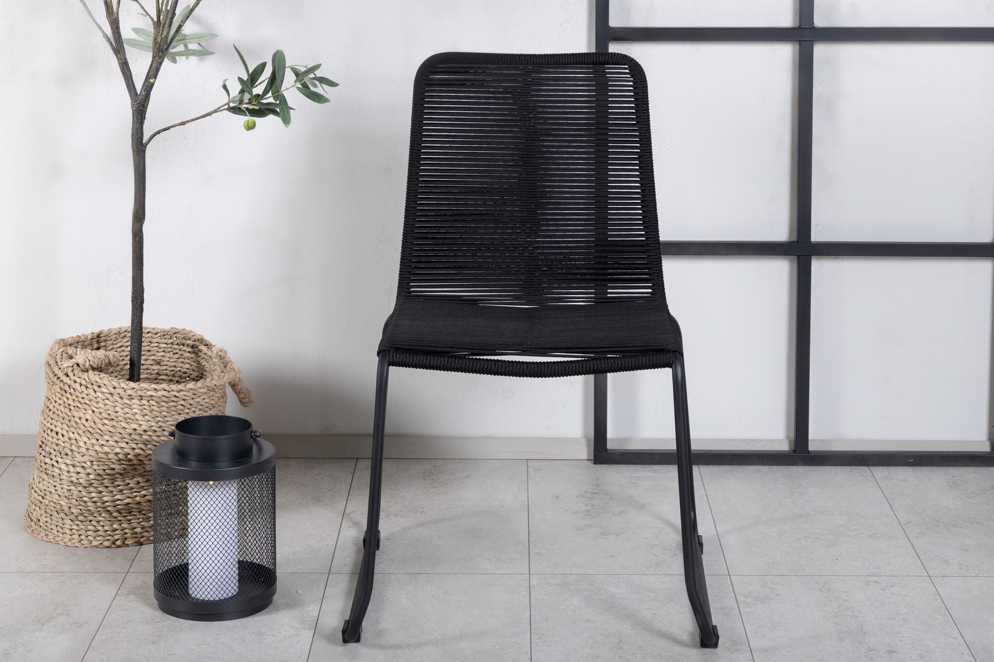 Venture Home Lindos Stacking stol - Black Alu / Black Rope