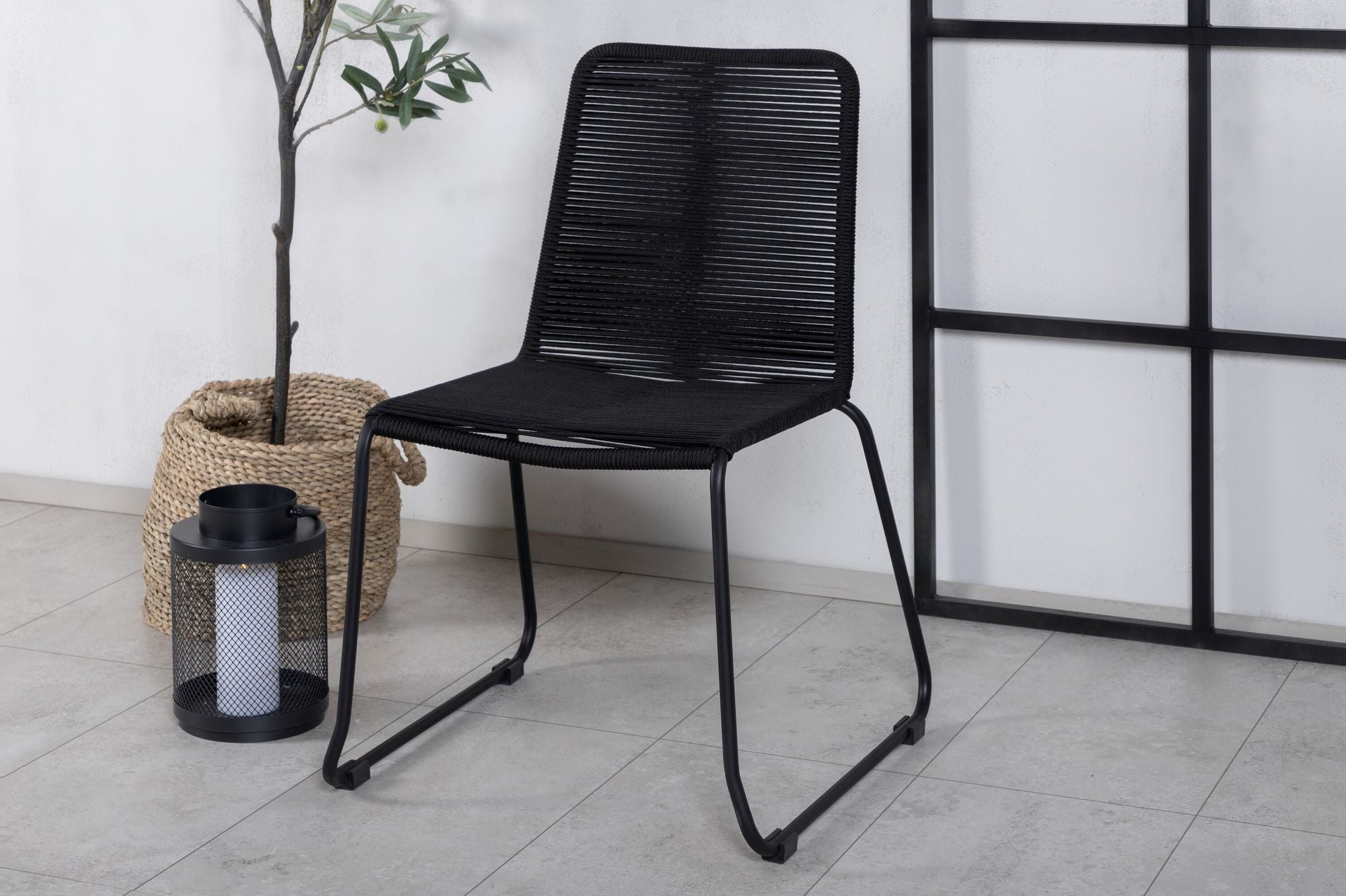 Venture Home Lindos Stacking stol - Black Alu / Black Rope