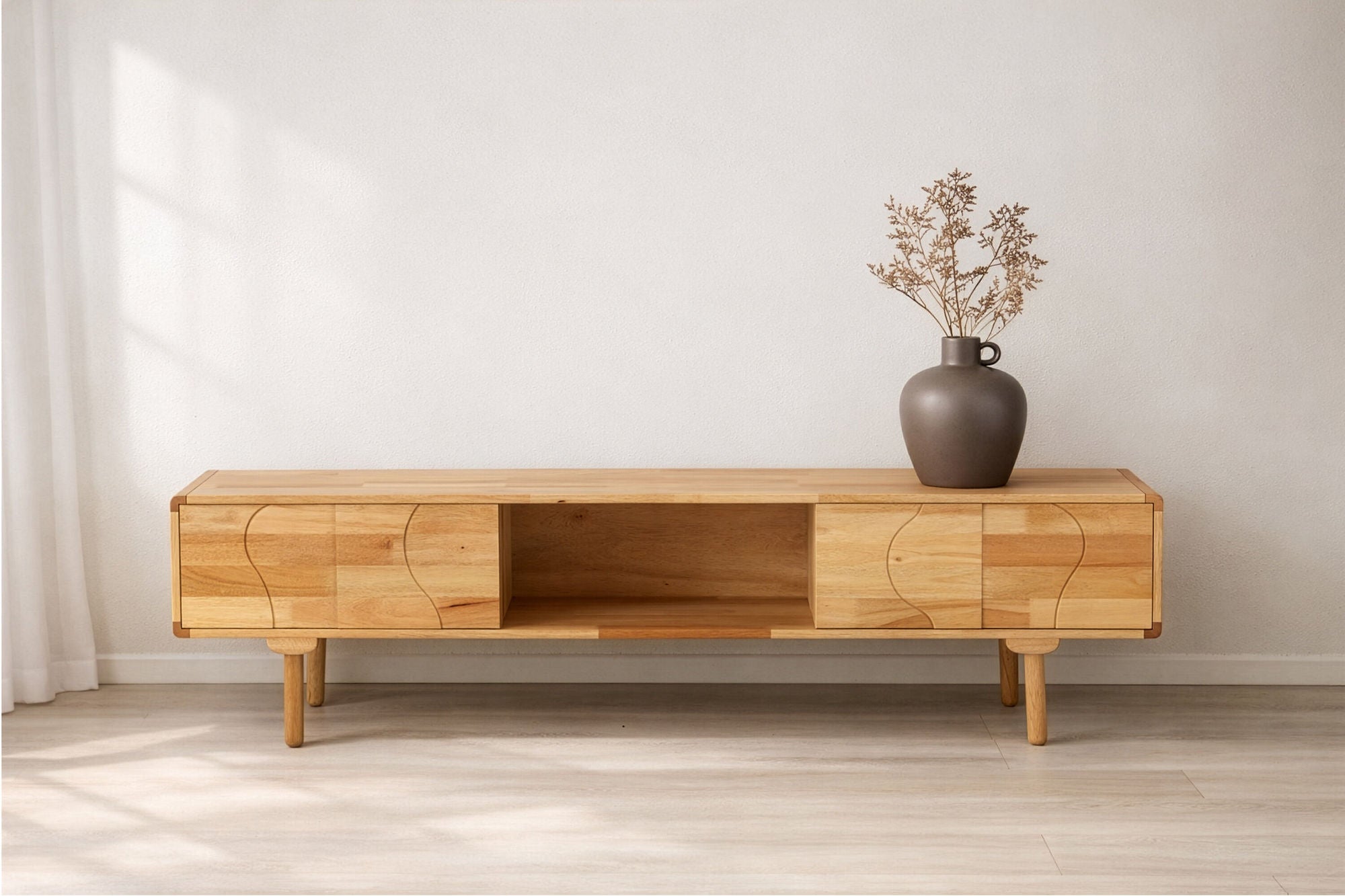 Vind Skärhamn TV-Skænk 200x45x55 cm - Nature Rubberwood