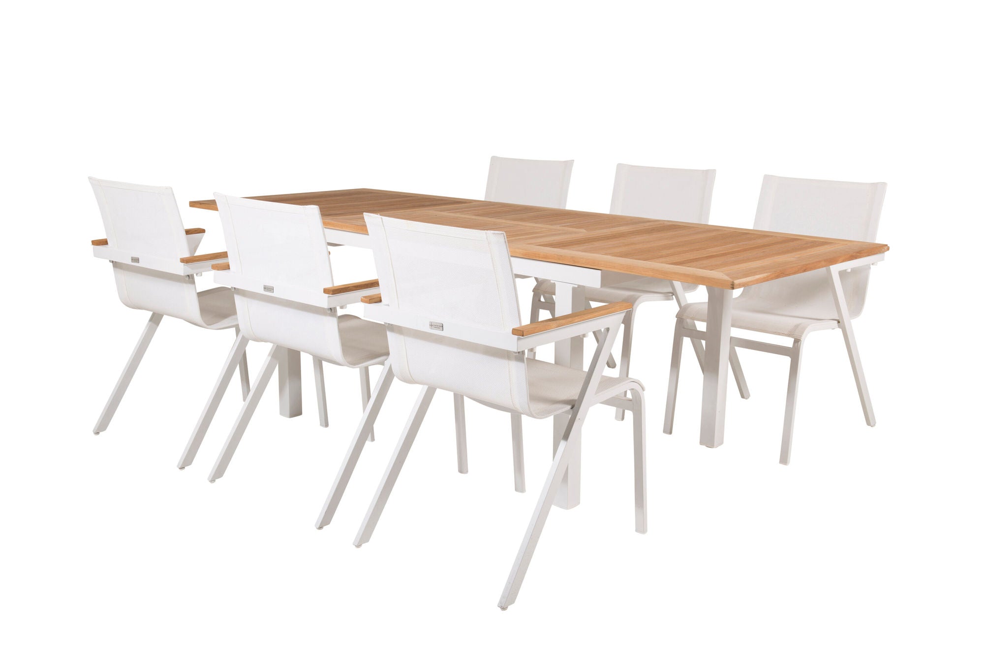 Venture Home Panama spisebord 160/240*90 - White Alu / Teak+Mexico Arm stol (stackable) - White / Teak _6