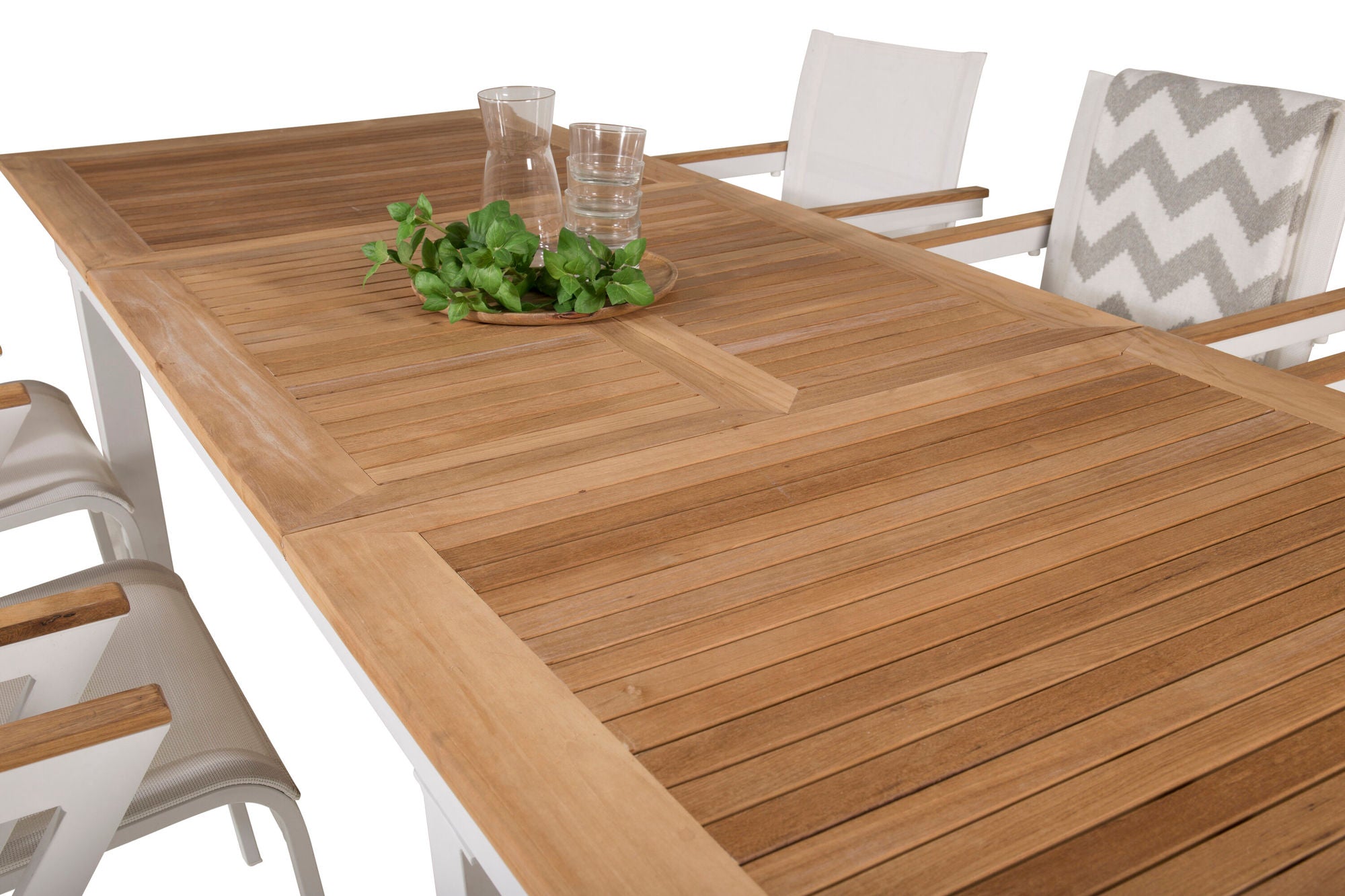 Venture Home Panama spisebord 160/240*90 - White Alu / Teak+Mexico Arm stol (stackable) - White / Teak _6