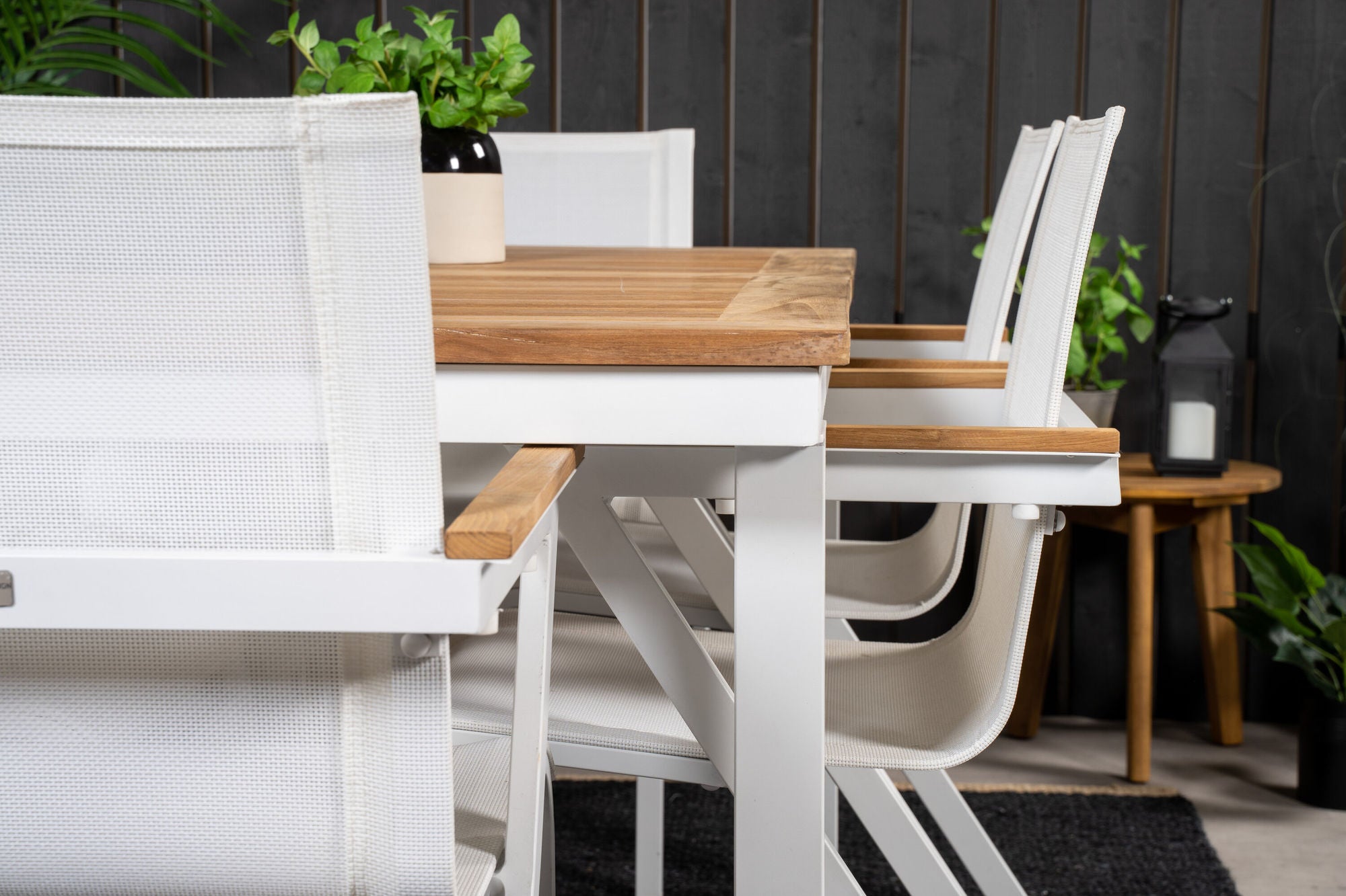 Venture Home Panama spisebord 160/240*90 - White Alu / Teak+Mexico Arm stol (stackable) - White / Teak _6