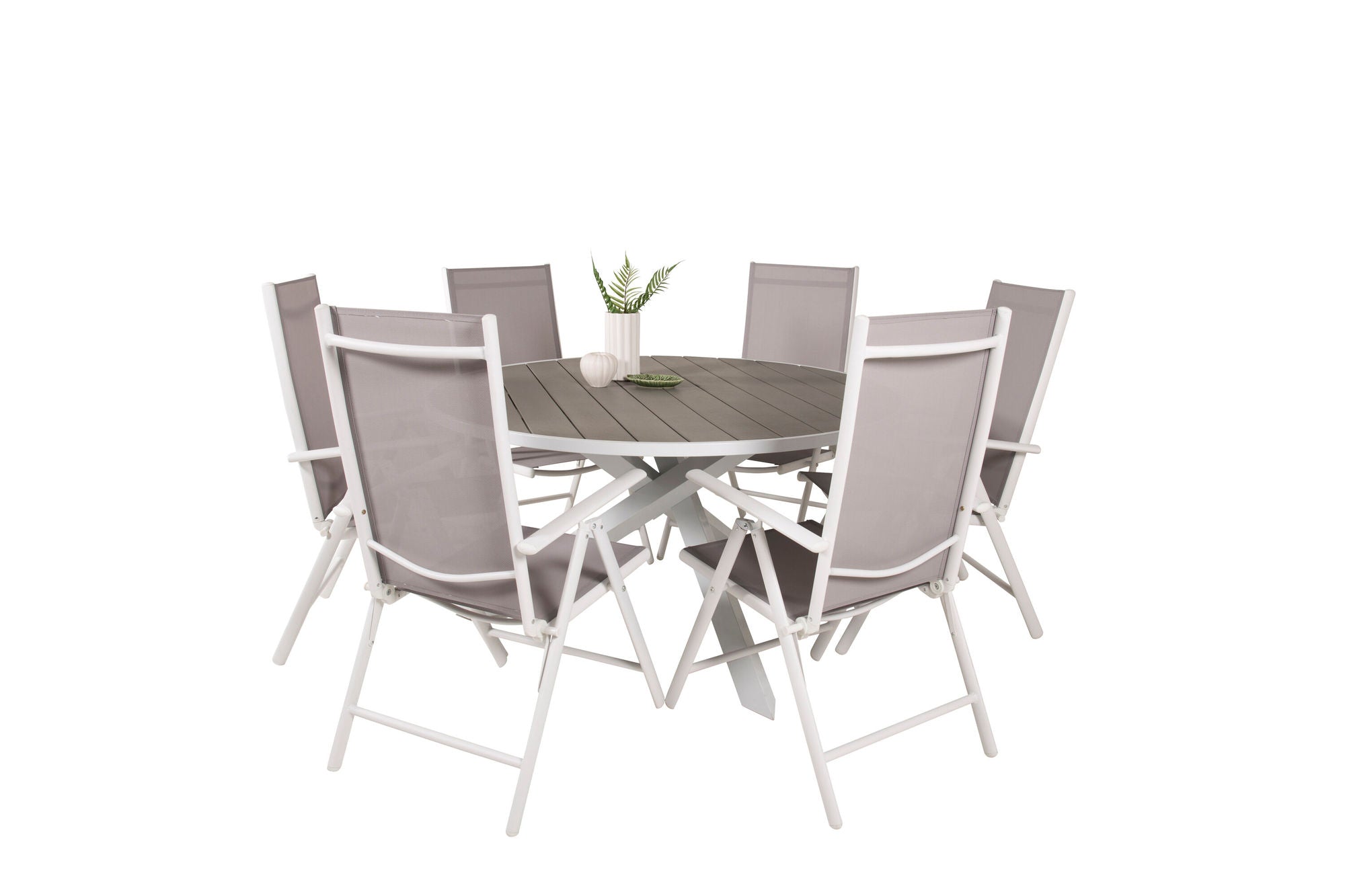 Venture Home Parma bord ø 140 - White/Grey - Break 5:pos stol - White/Grey 6