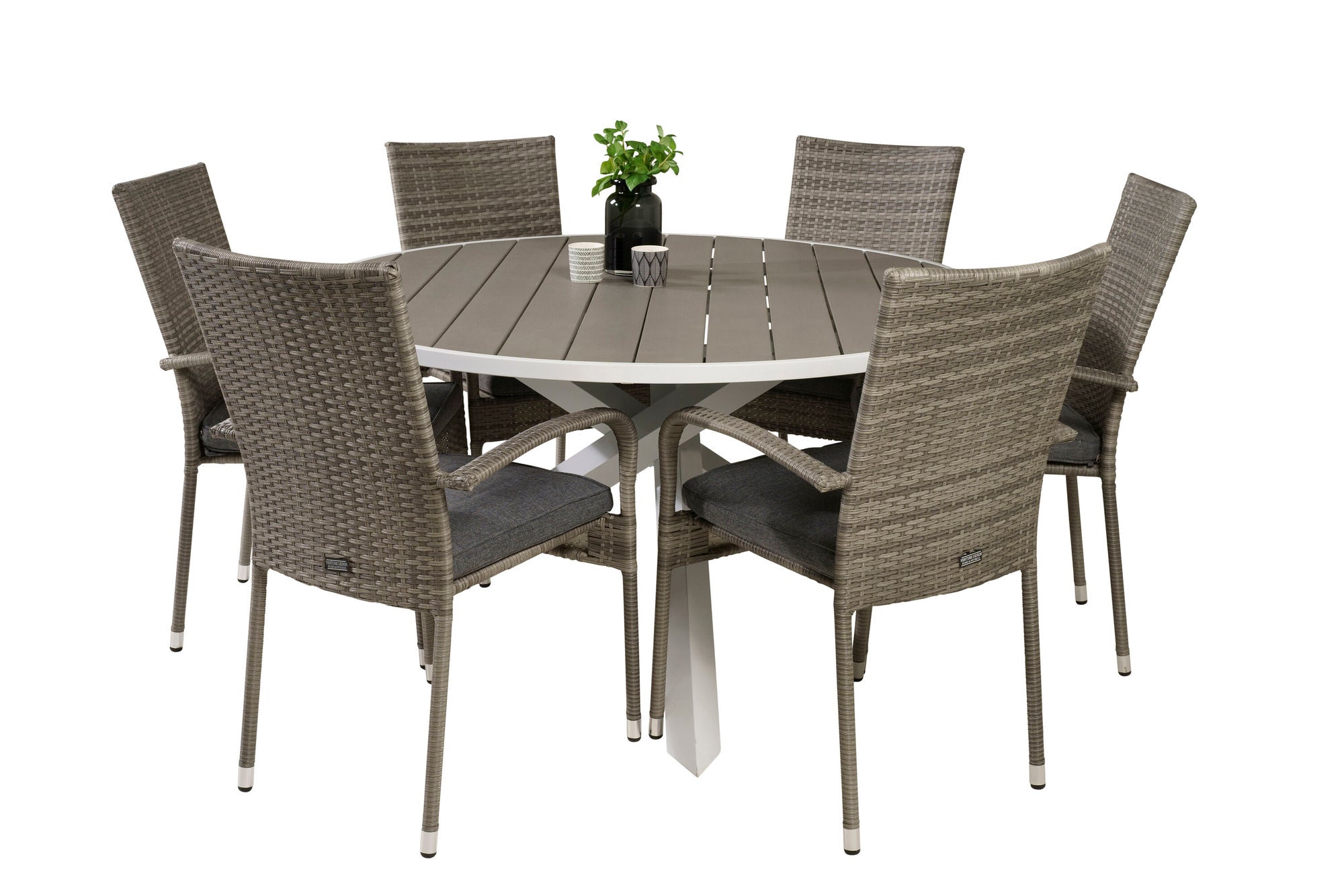 Venture Home Parma bord ø 140 - White/Grey - Anna stol - Grey 6