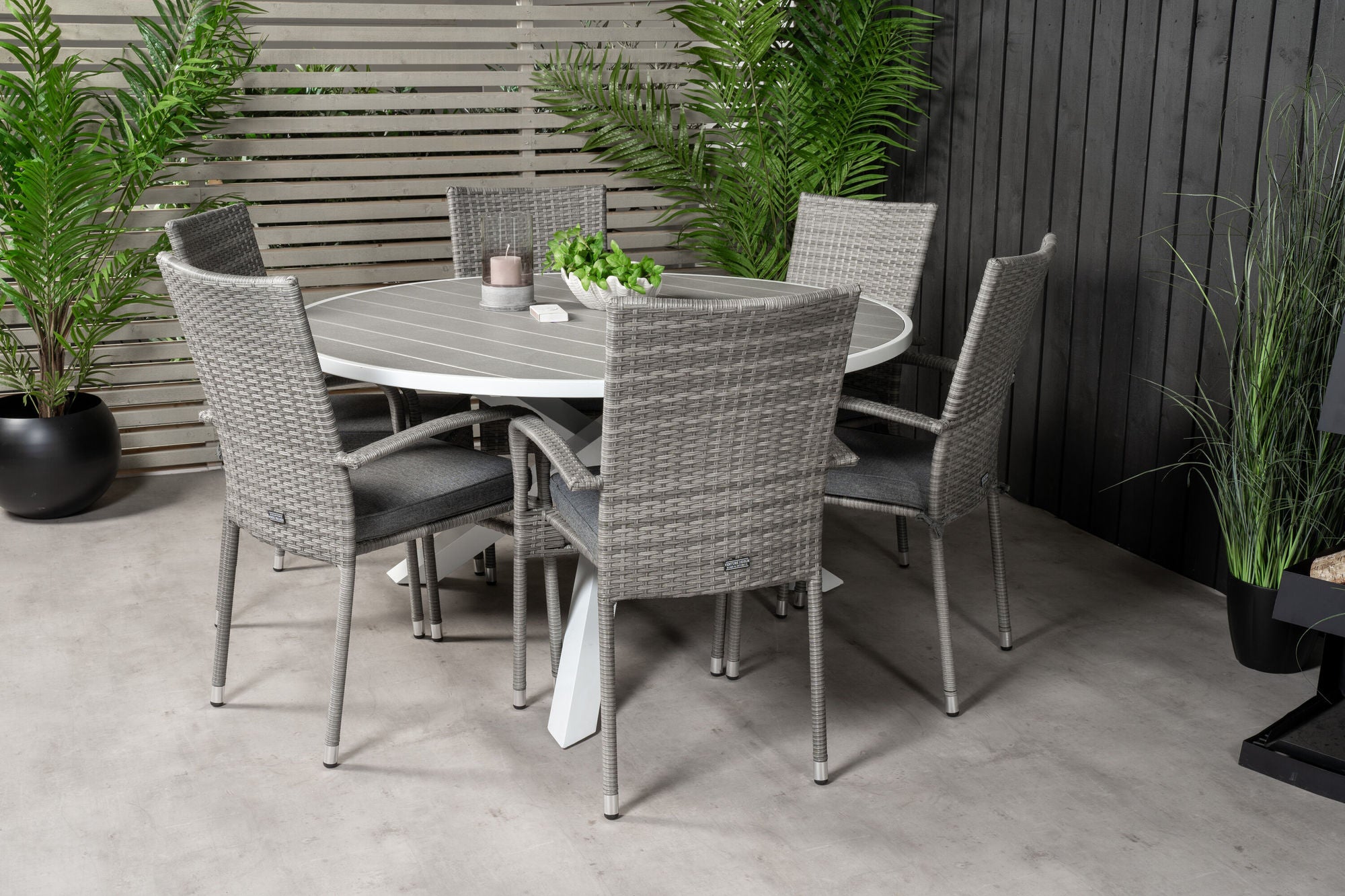 Venture Home Parma bord ø 140 - White/Grey - Anna stol - Grey 6