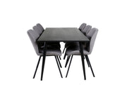Venture Home Dipp spisebord - 180*90cm - Black Veneer / all black legs +Gemma Dining Ch