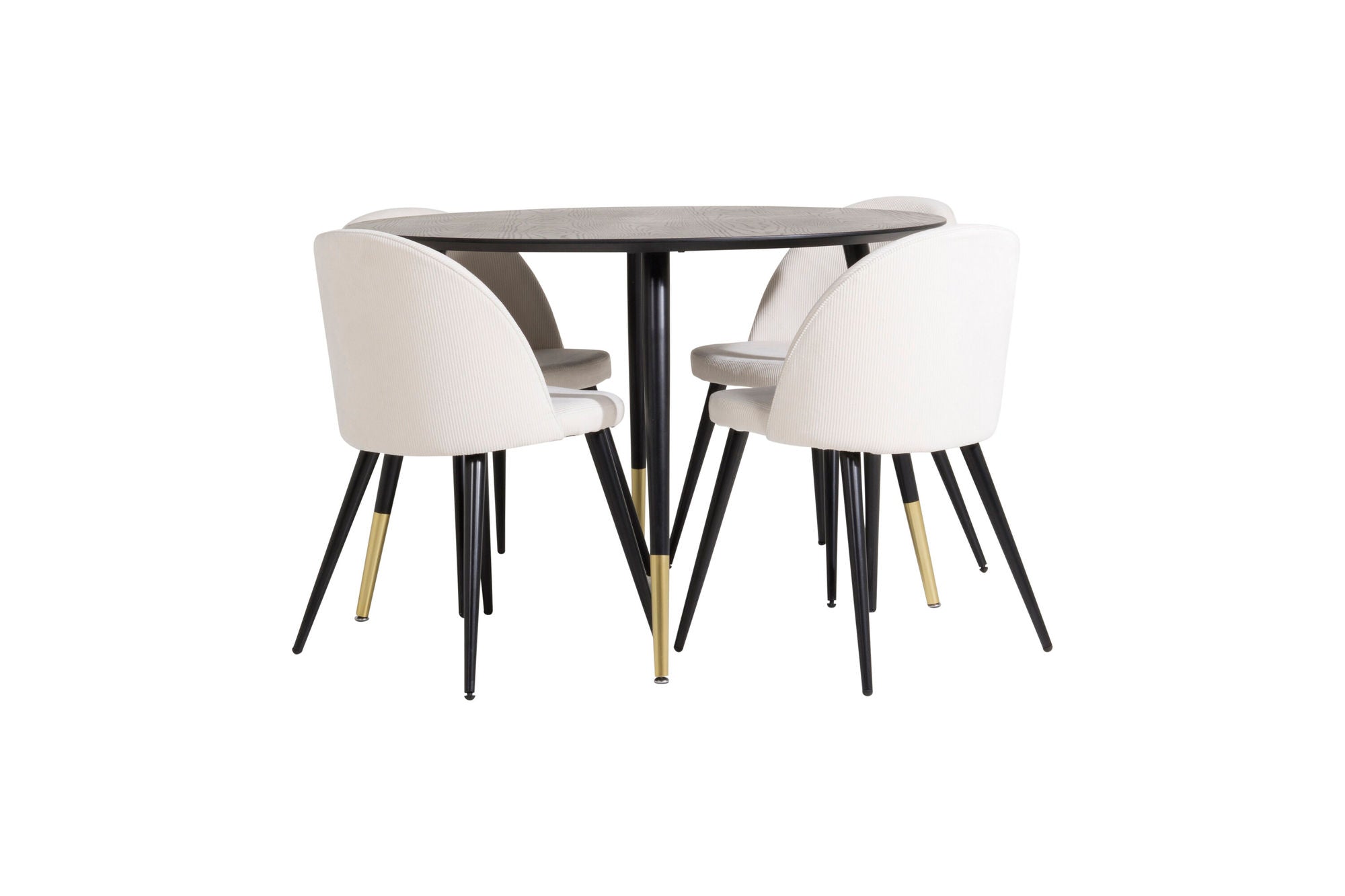 Venture Home Dipp spisebord - 115cm - Black Veneer / black legs w brass dipp +Velvet Dinin