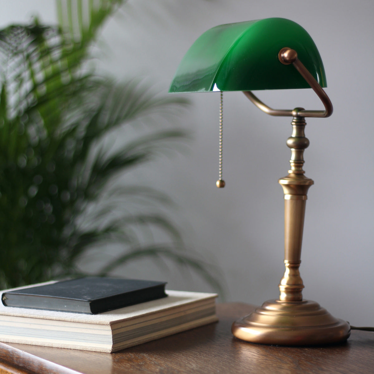 Bordlampe Ancilla 6185BR bronzefarvet notarlampe med trækafbryder