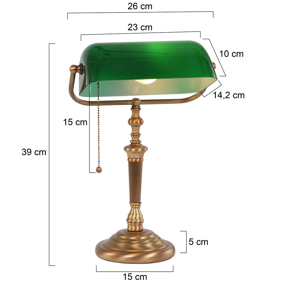 Bordlampe Ancilla 6185BR bronzefarvet notarlampe med trækafbryder