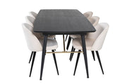 Venture Home Gold Extention bord - 180/220*85*H76 Black Veneer - Black legs - Brass details+Velvet Spisebordsstol - Beige / Black_6