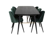 Venture Home Gold Extention bord - 180/220*85*H76 Black Veneer - Black legs - Brass details+Velvet Spisebordsstol - Green / Black_6