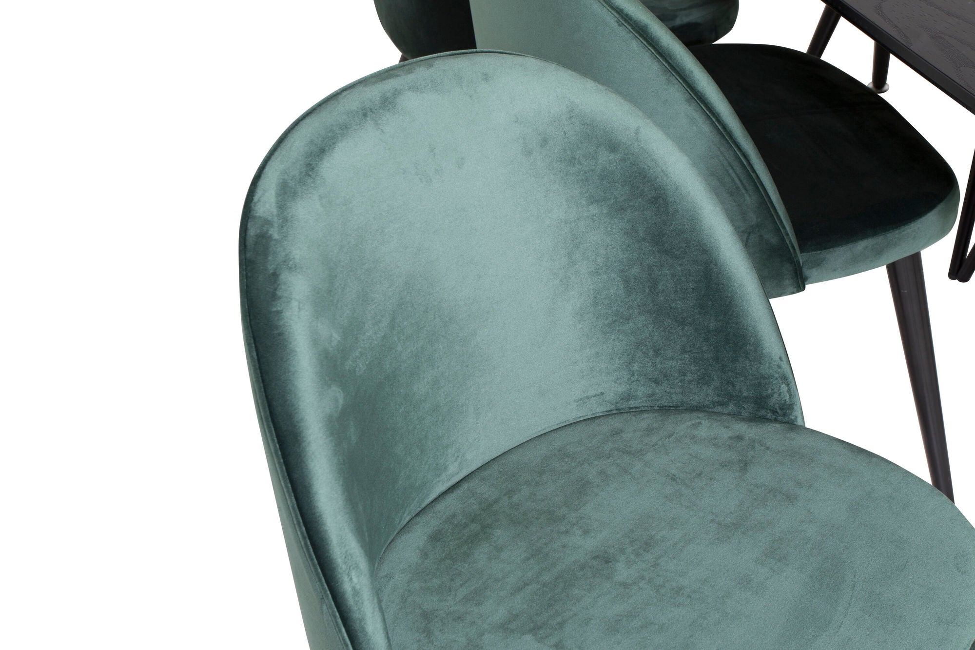 Venture Home Gold Extention bord - 180/220*85*H76 Black Veneer - Black legs - Brass details+Velvet Spisebordsstol - Green / Black_6
