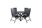 Venture Home Alma spisebord - Black Alu - ø120cm+Albany Light 5-pos - black / Black textilene and grey teak_4