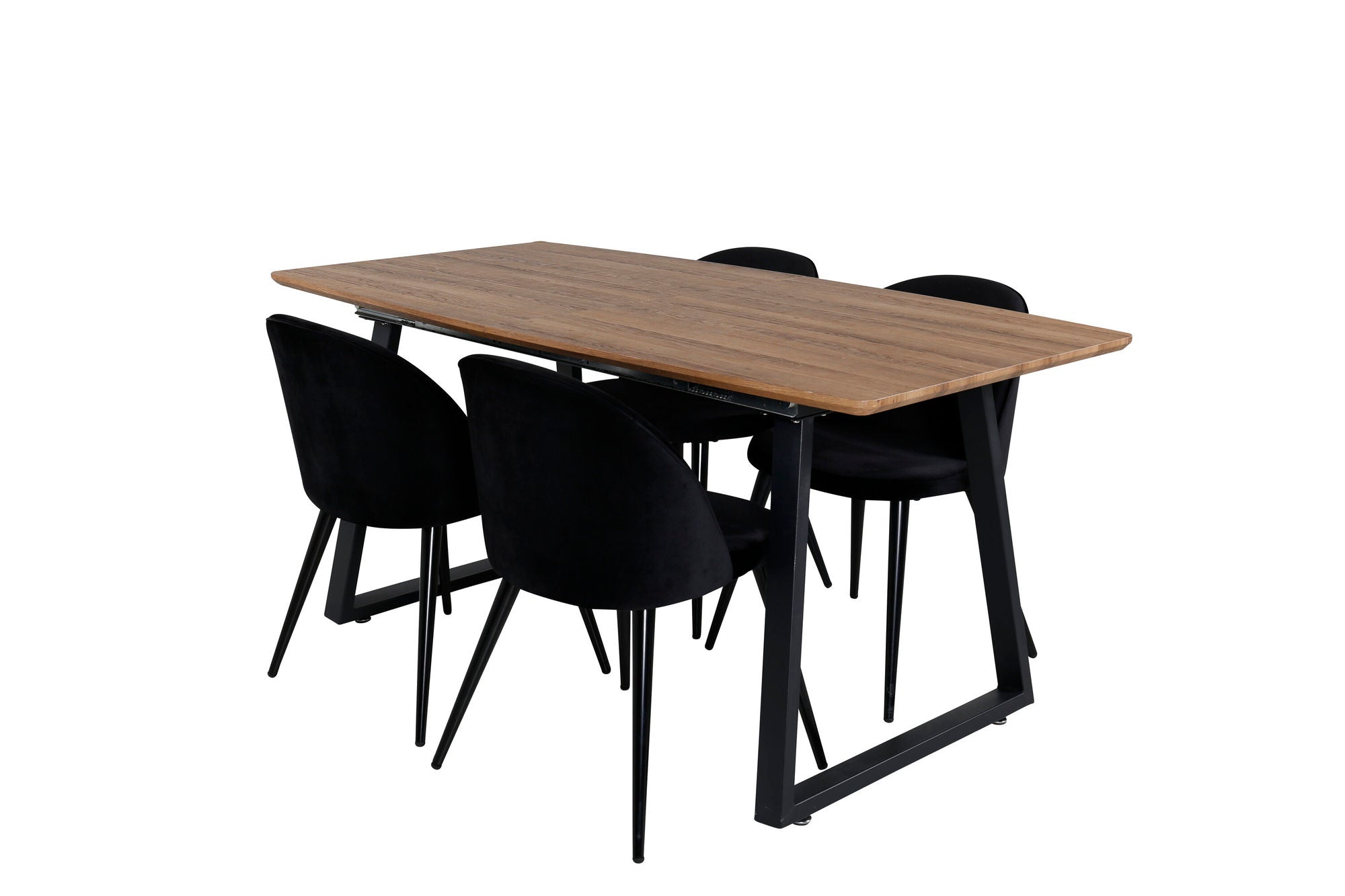 Venture Home Inca spisebord - 160/200*85*H75 - Oak / Black+Velvet Spisebordsstol - Black / Black_4