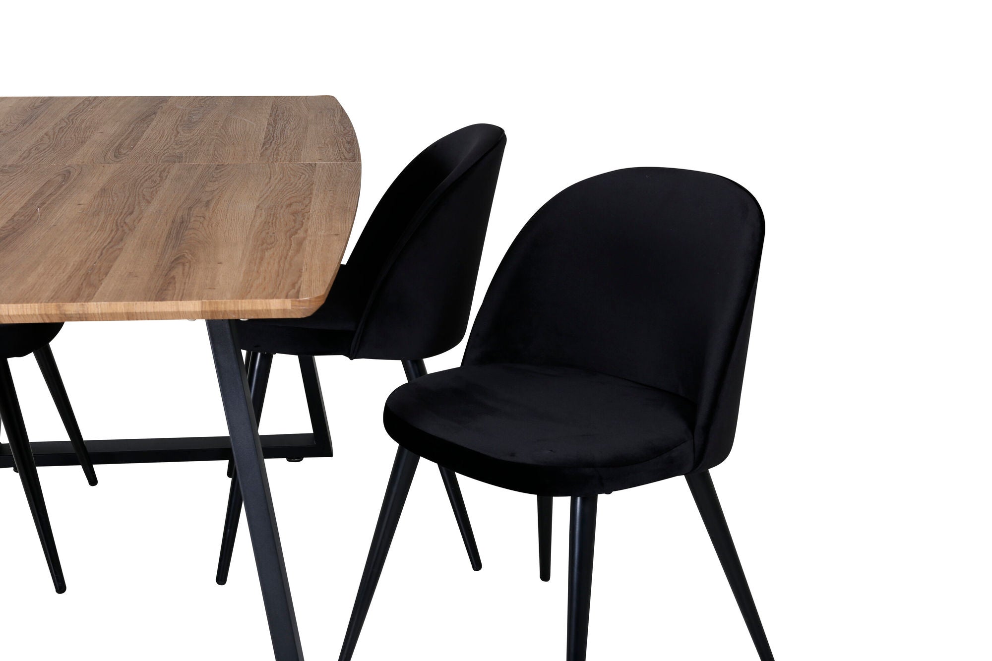 Venture Home Inca spisebord - 160/200*85*H75 - Oak / Black+Velvet Spisebordsstol - Black / Black_4