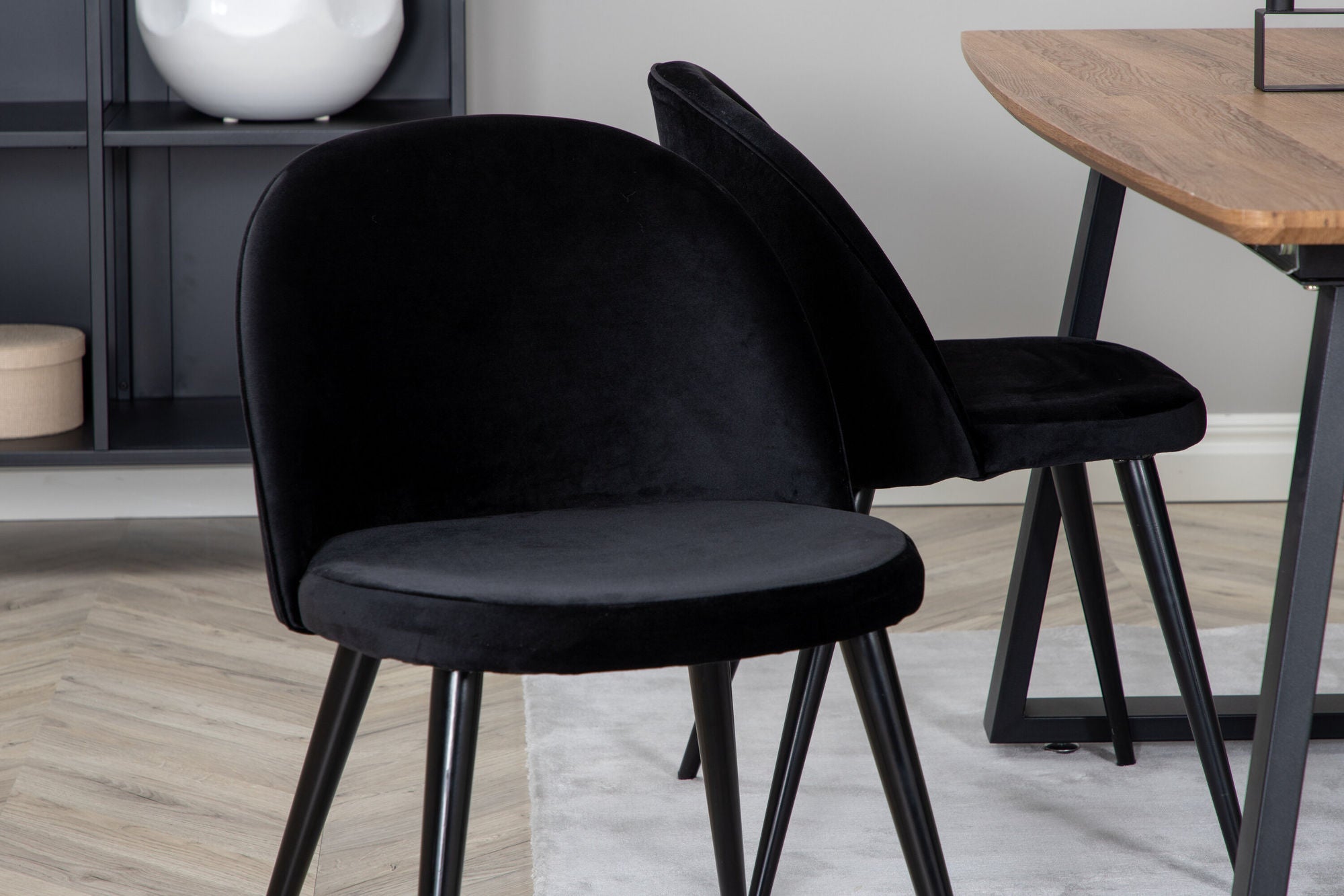 Venture Home Inca spisebord - 160/200*85*H75 - Oak / Black+Velvet Spisebordsstol - Black / Black_4