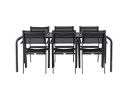 Venture Home Borneo Diningbord Aluminium - Black / Rectangular 100*200* +Copacabana Stacking stol - Black/Black - Ersätter 4131-408 _6