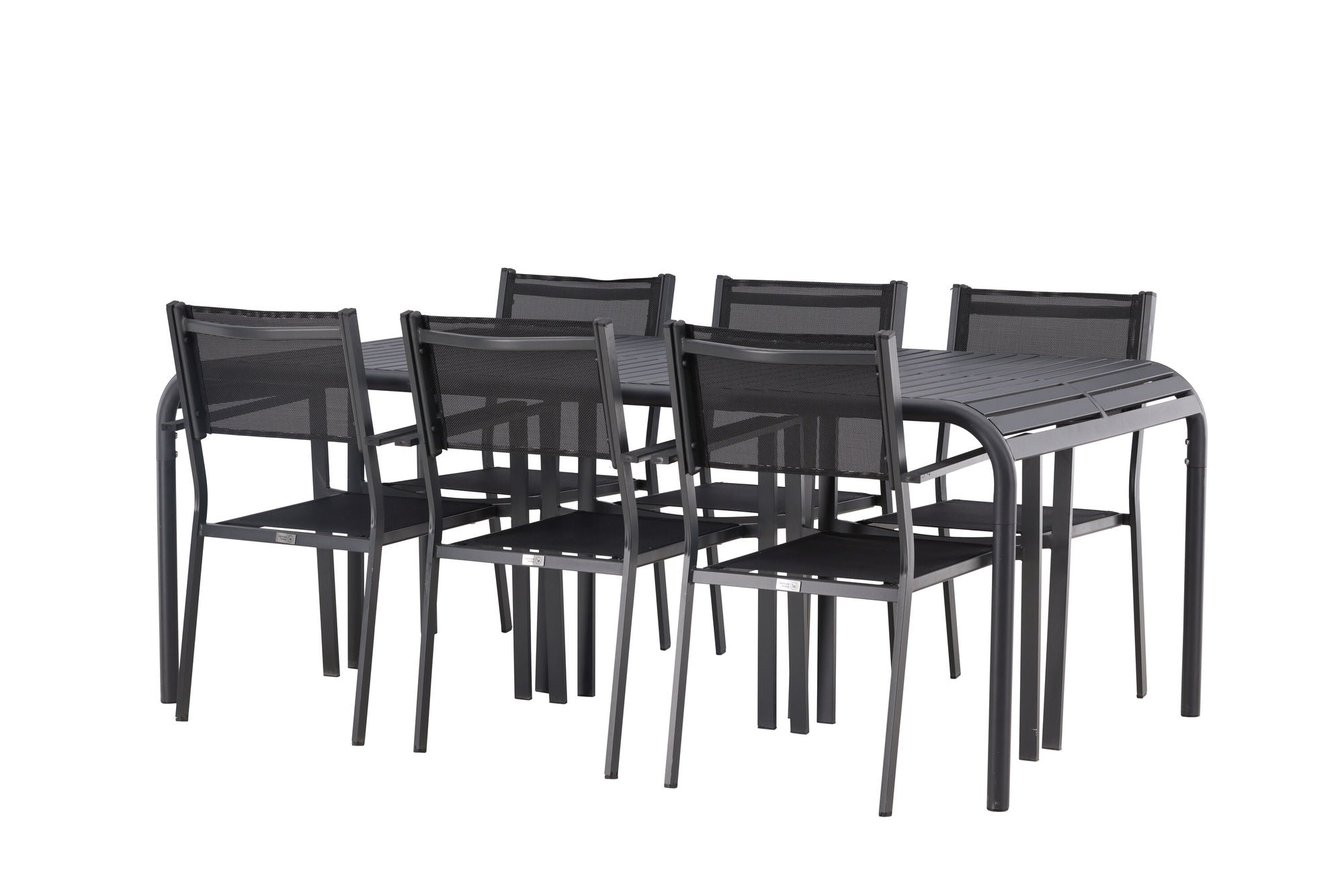 Venture Home Borneo Diningbord Aluminium - Black / Rectangular 100*200* +Copacabana Stacking stol - Black/Black - Ersätter 4131-408 _6