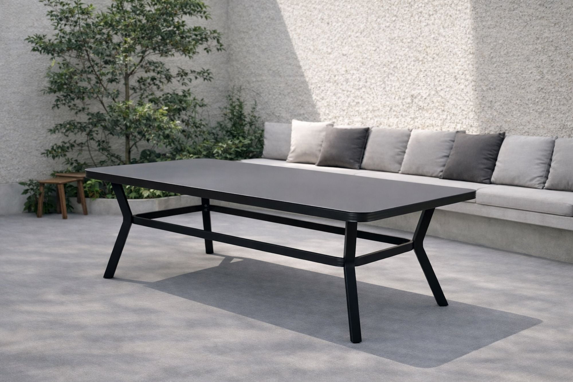 Venture Home Virya spisebord - Black Alu / Grey Glass - big bord