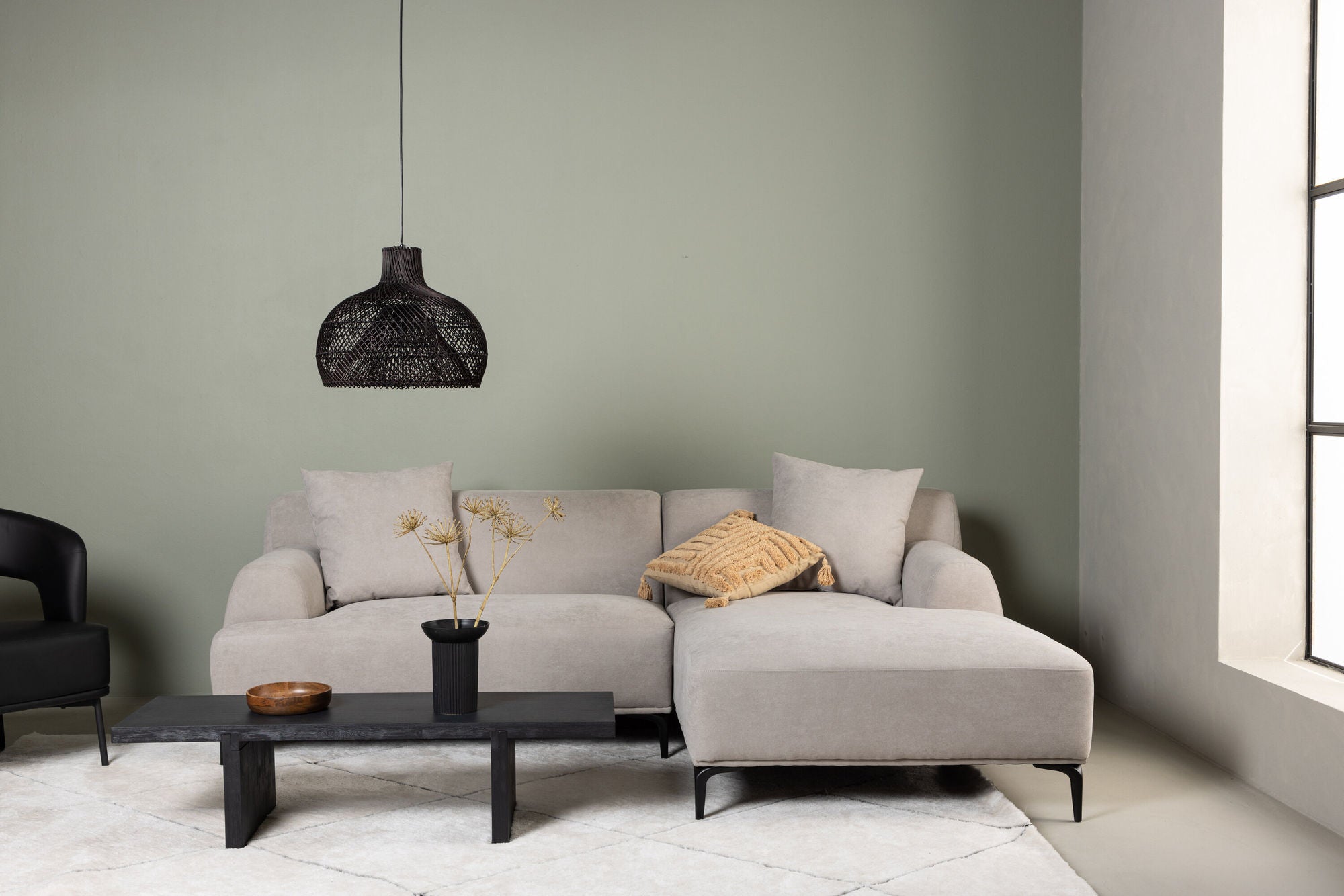 Venture Home Viskan Sofa - Matte black / Light grey Fabric