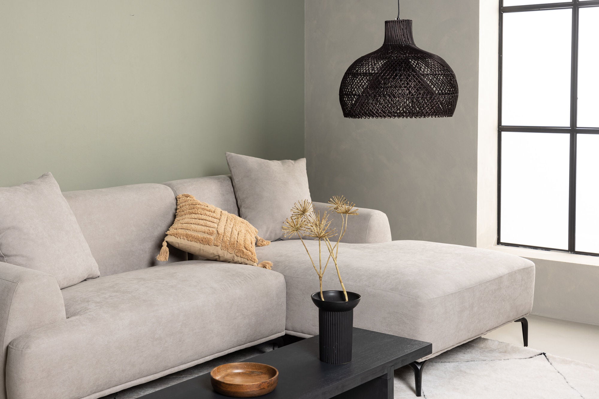 Venture Home Viskan Sofa - Matte black / Light grey Fabric