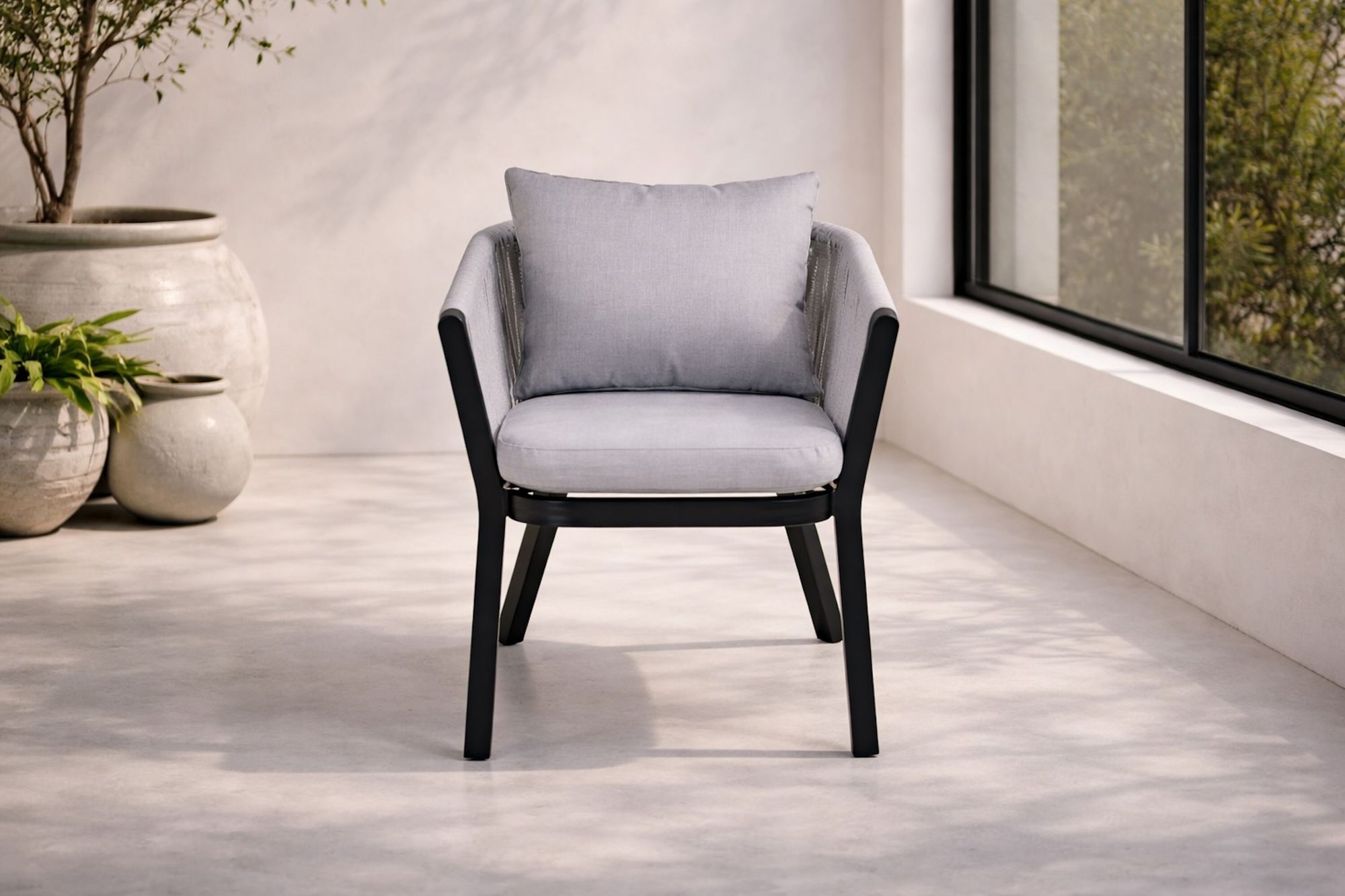 Venture Home Virya Spisebordsstol 2-pack - BLACK Alu / Grey cushion