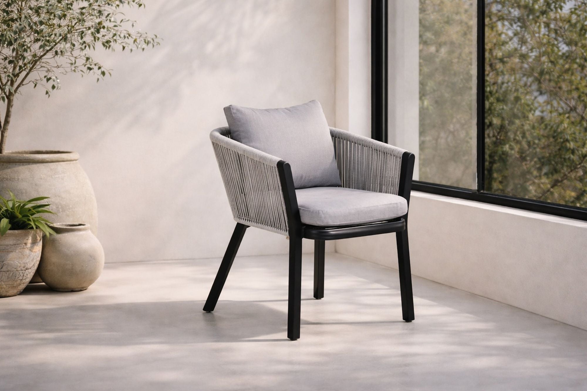 Venture Home Virya Spisebordsstol 2-pack - BLACK Alu / Grey cushion