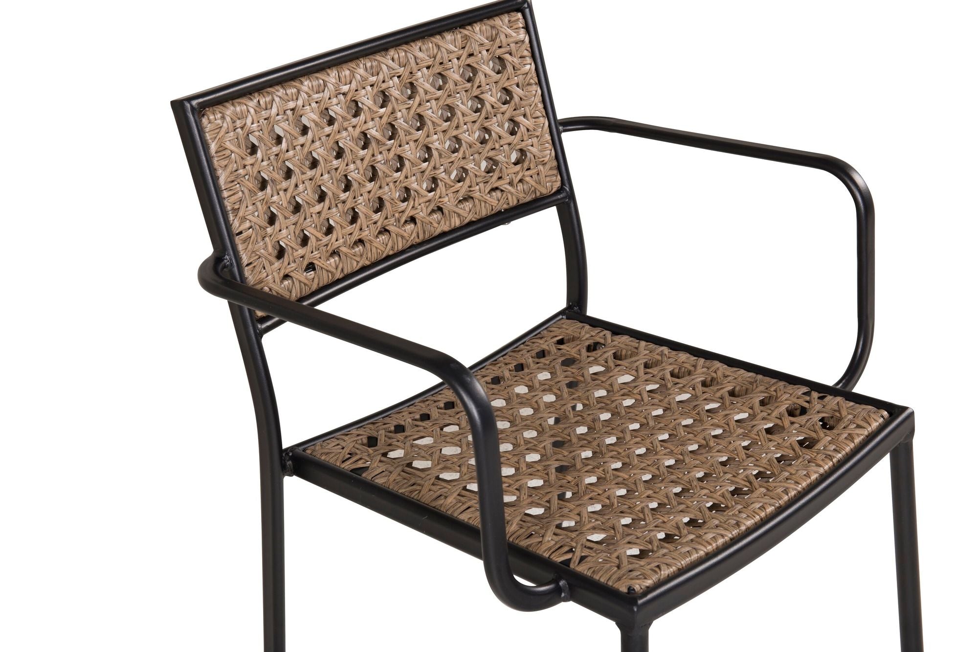 Venture Home Paola Spisebordsstol 4-pack - Black Steel / Nature Wicker / Black Cushion