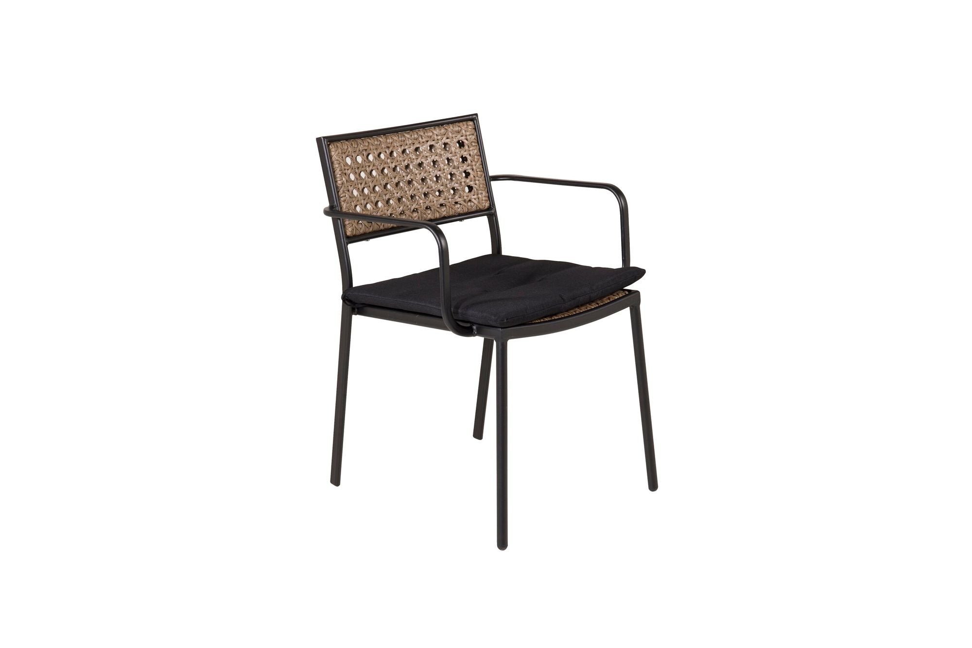 Venture Home Paola Spisebordsstol 4-pack - Black Steel / Nature Wicker / Black Cushion