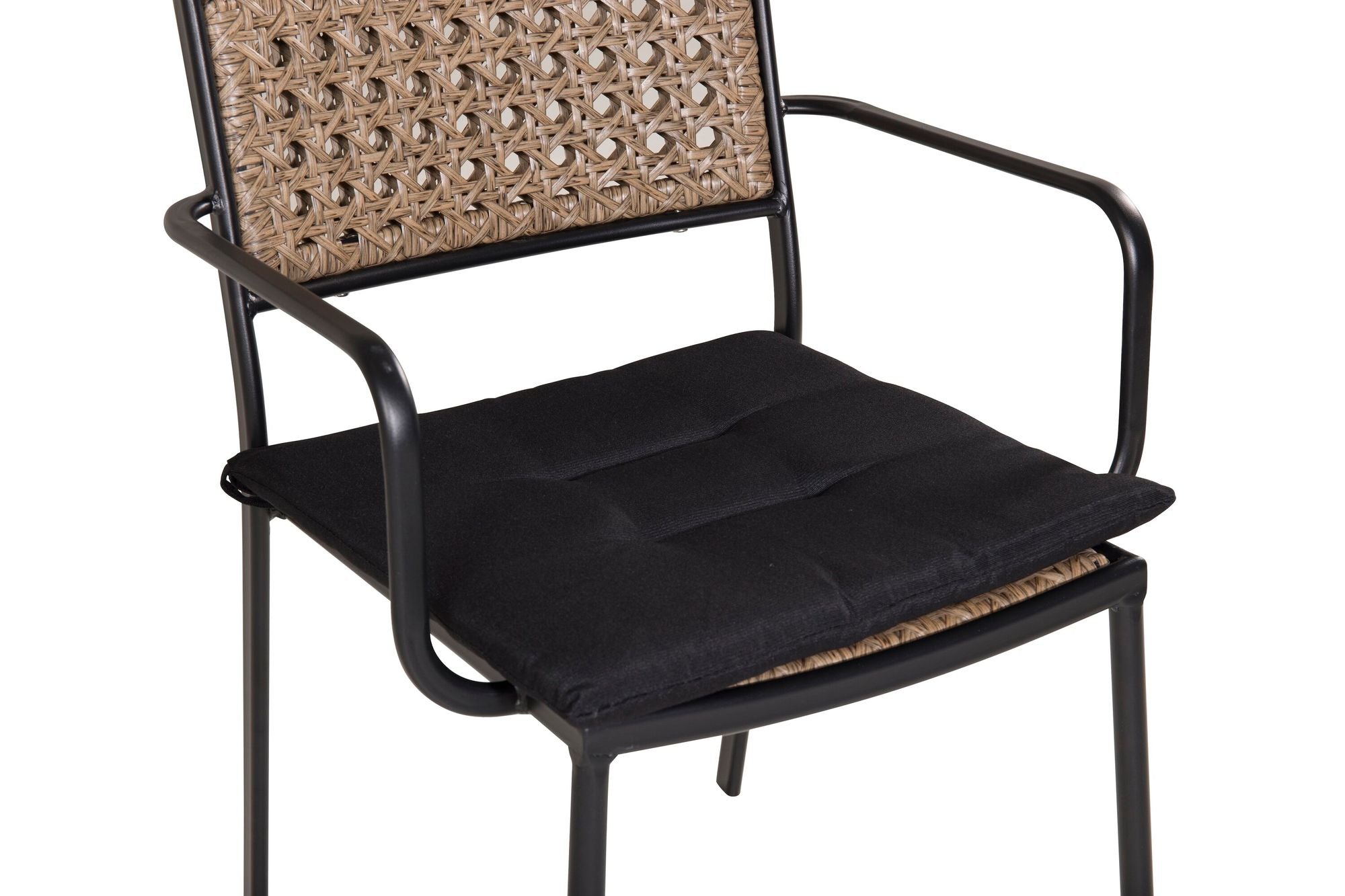 Venture Home Paola Spisebordsstol 4-pack - Black Steel / Nature Wicker / Black Cushion