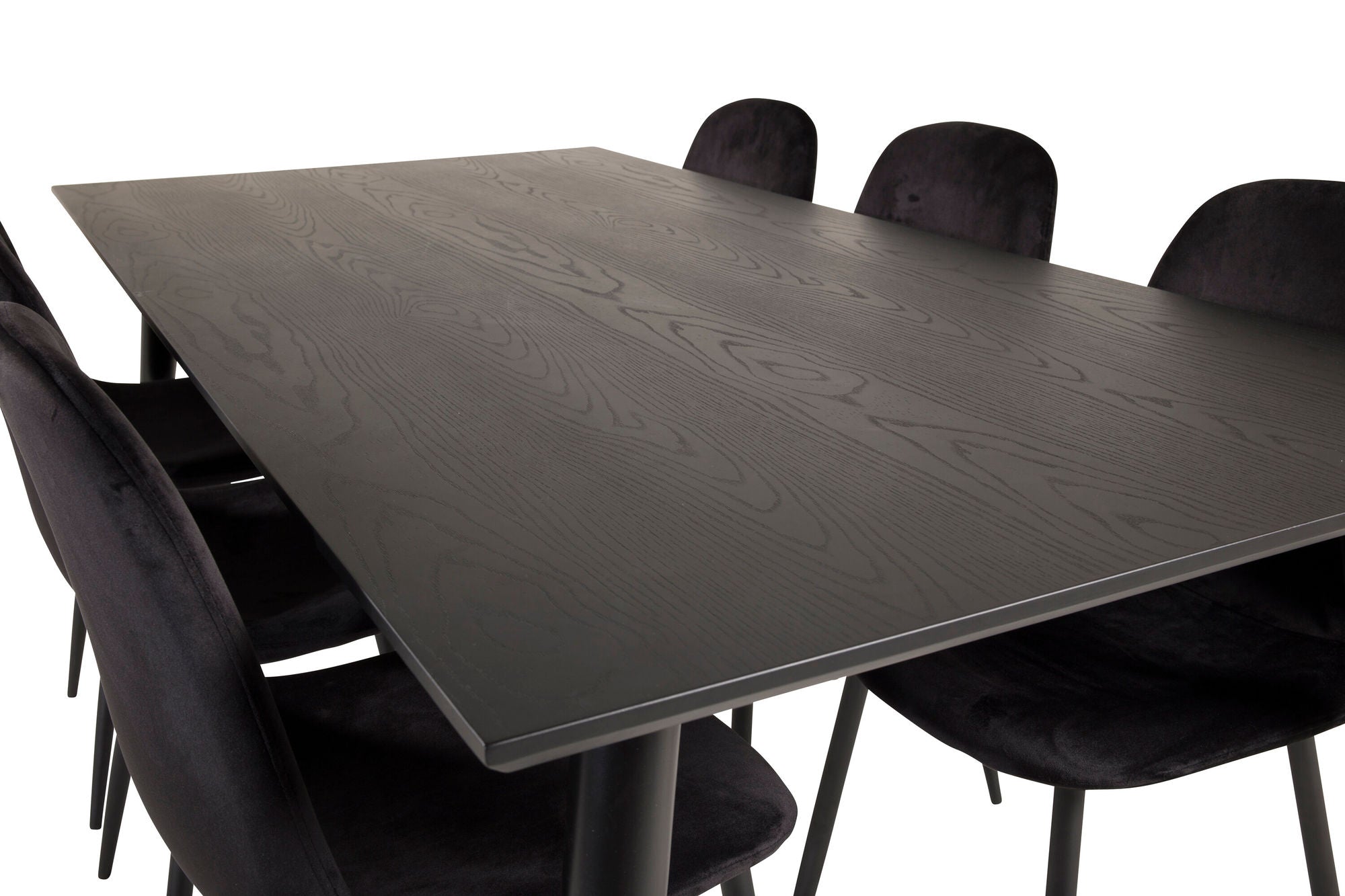 Venture Home Dipp spisebord - 180*90cm - Black Veneer / black legs w brass dipp +Polar Spisebordsstol - Black legs / Black Velvet_6