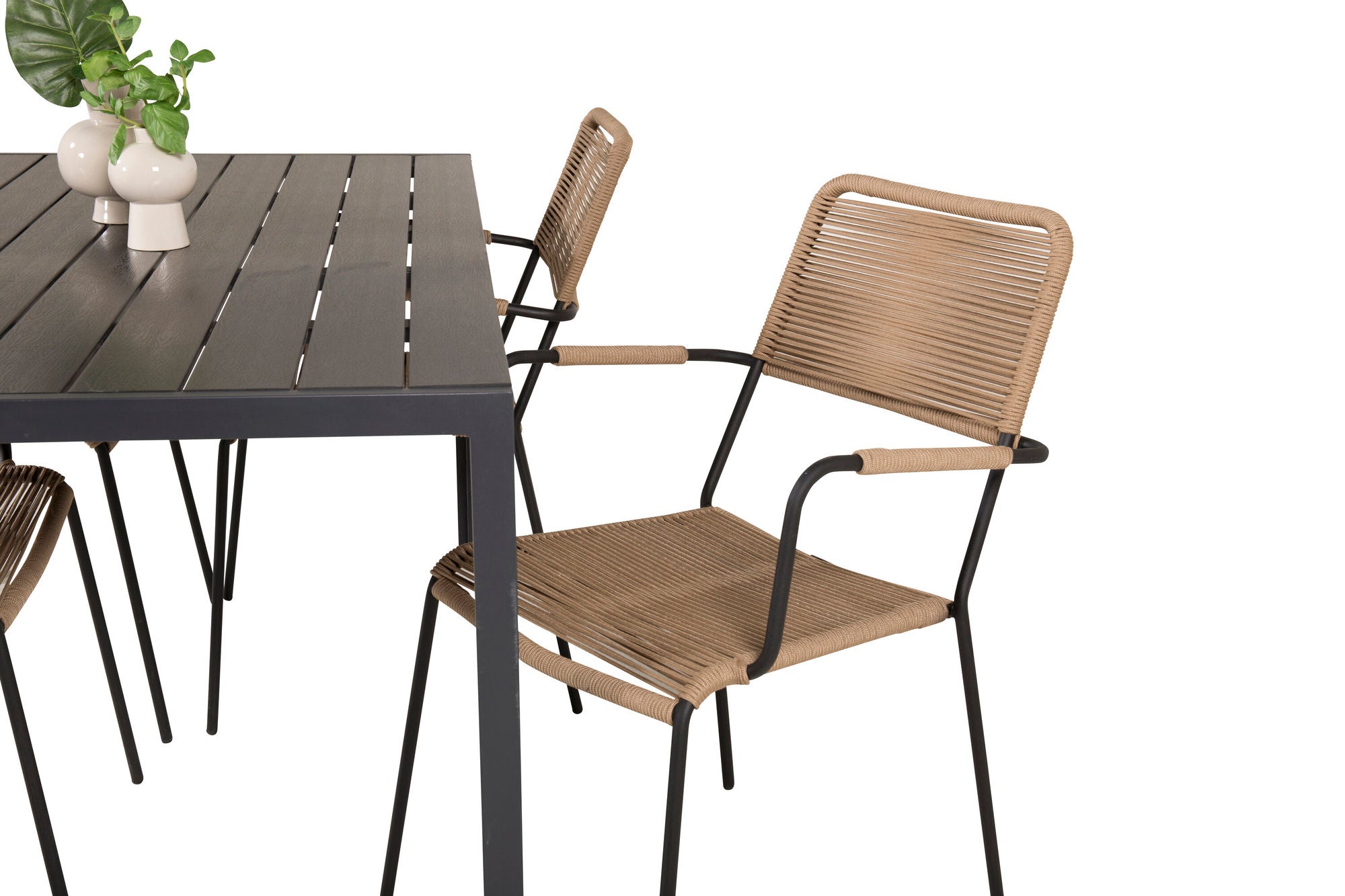 Venture Home Break spisebord - 150*90 Black Alu / Black Aintwood +Lindos - Armchair - Black Alu / Latte Rope_4