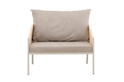 Vind Louie Lounge stol - Beige Steel Frame / Rope Beige Linen Fabric