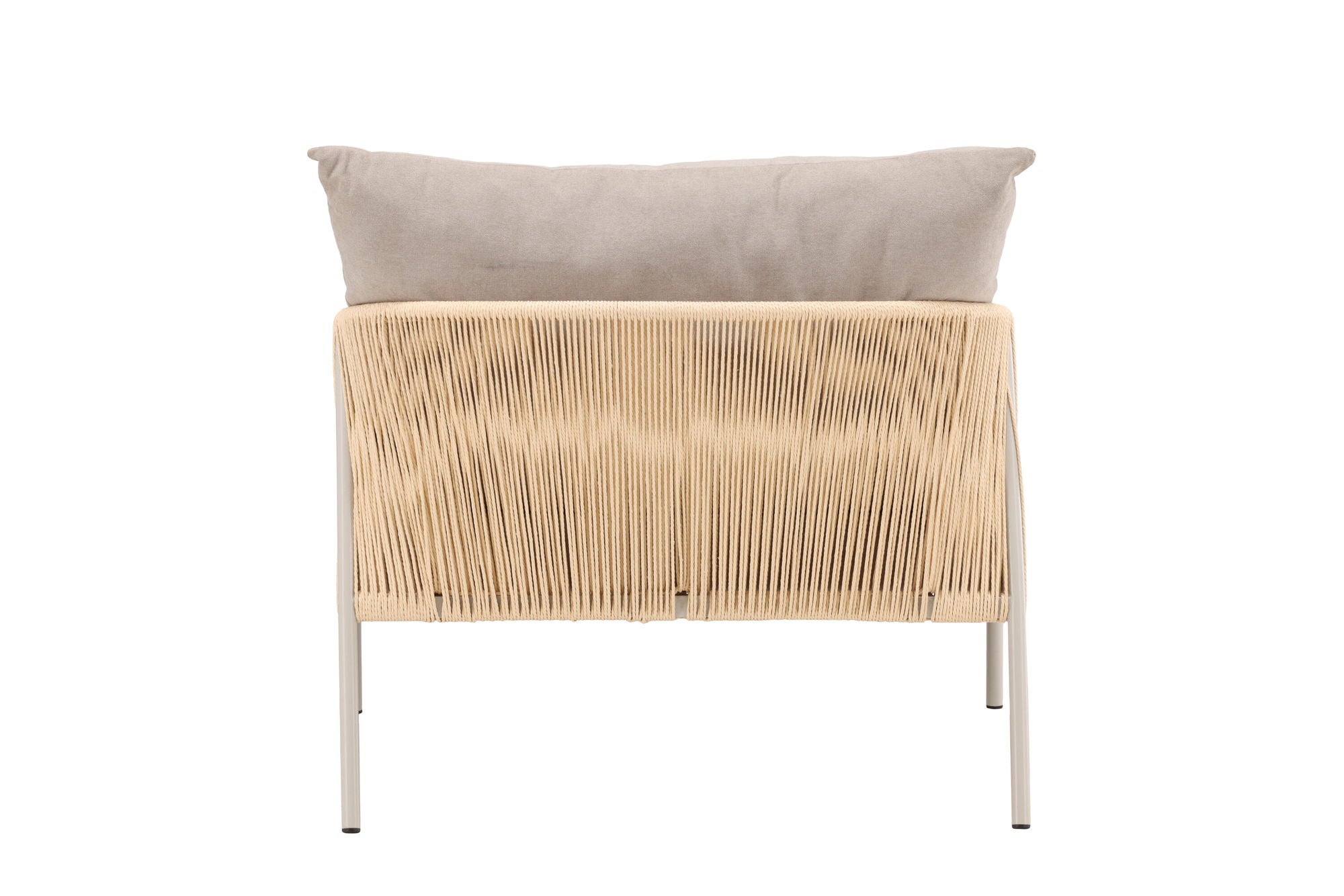 Vind Louie Lounge stol - Beige Steel Frame / Rope Beige Linen Fabric